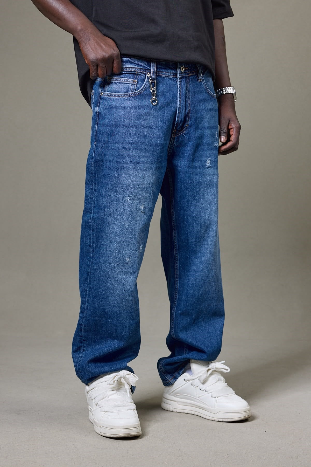 MAVİ YIRTIK DETAYLI BAGGY PANTOLON 5192
