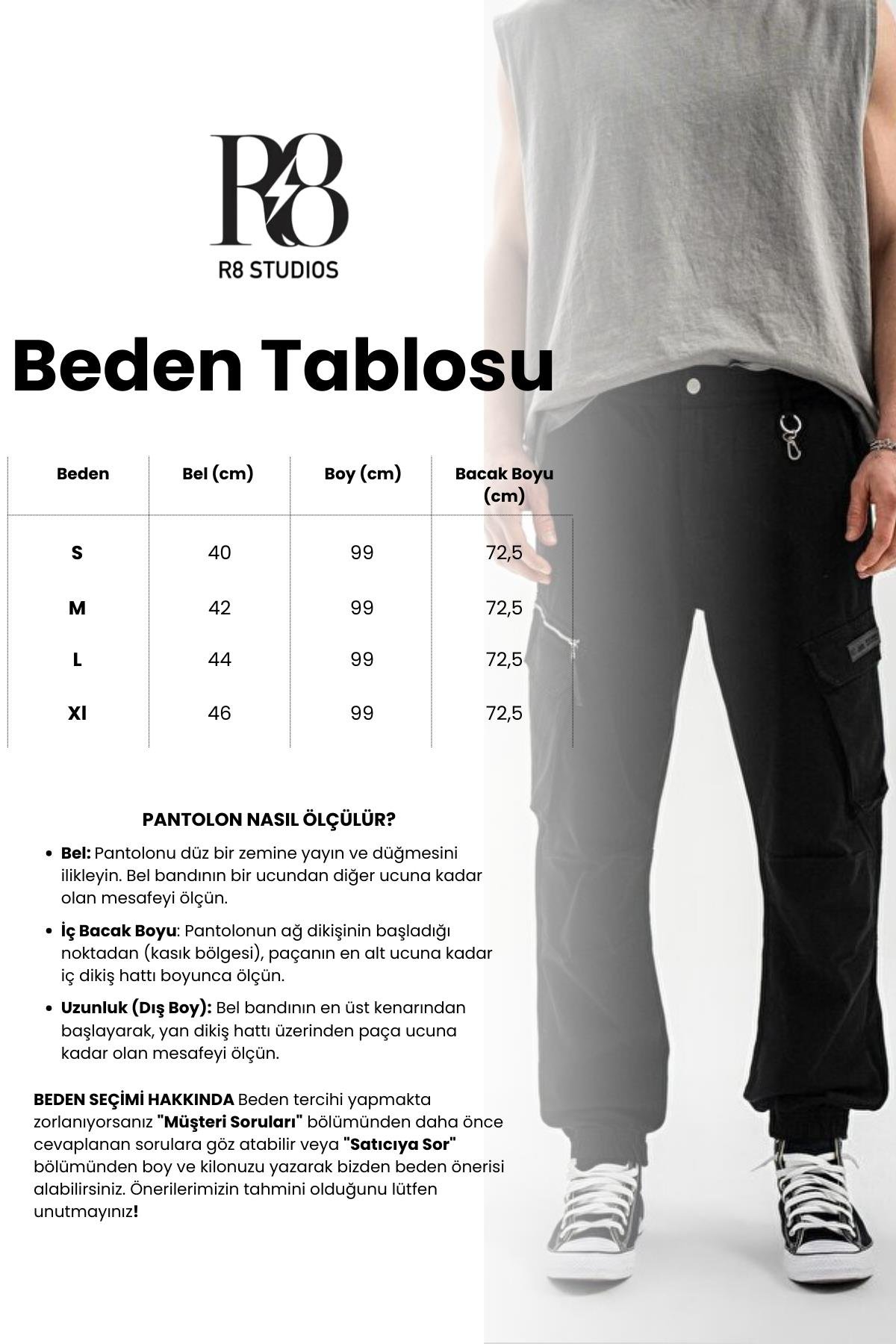 SİYAH RENK KARGO PANTOLON R8-4089-1