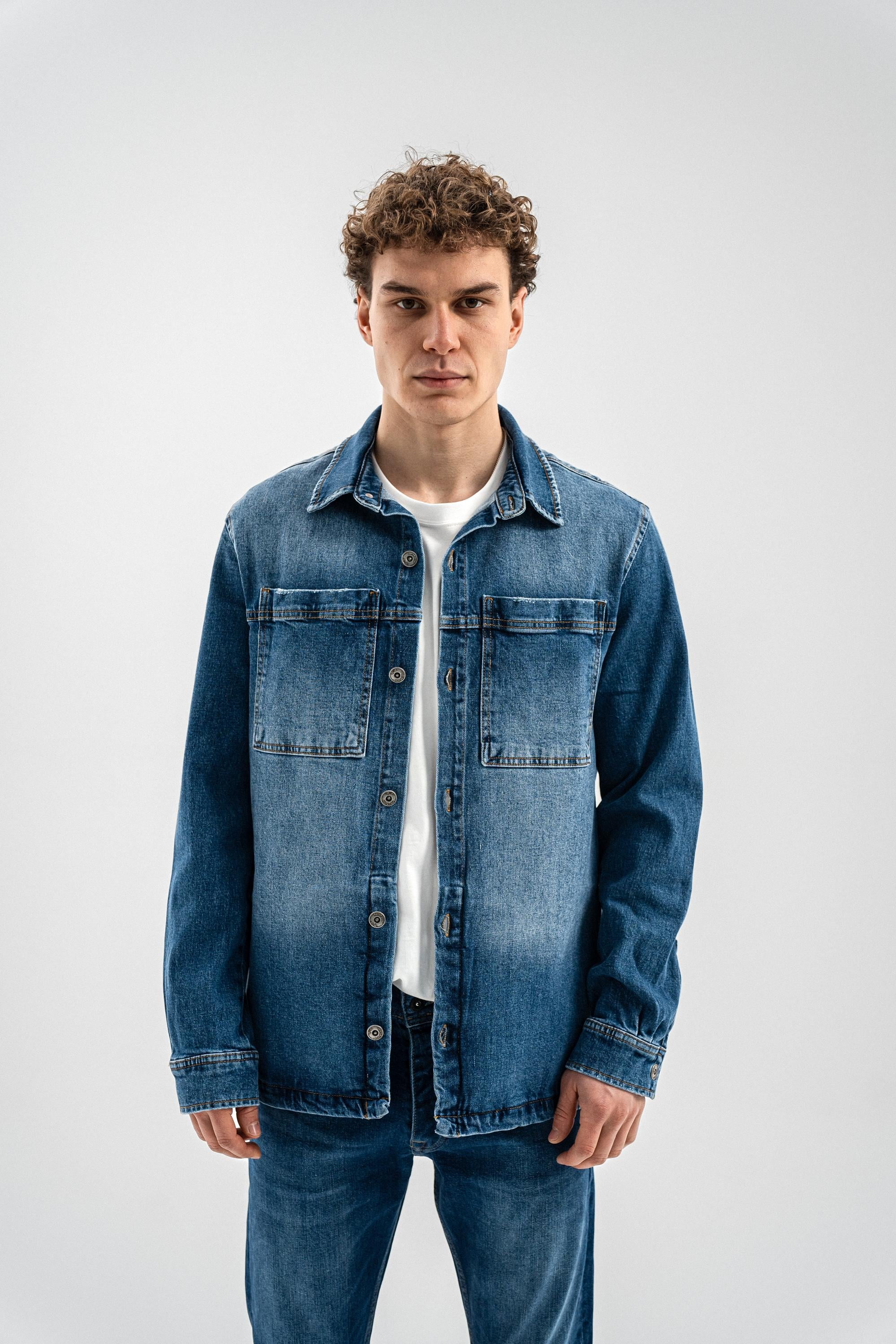 YAN CEP DETAYLI DENIM GÖMLEK