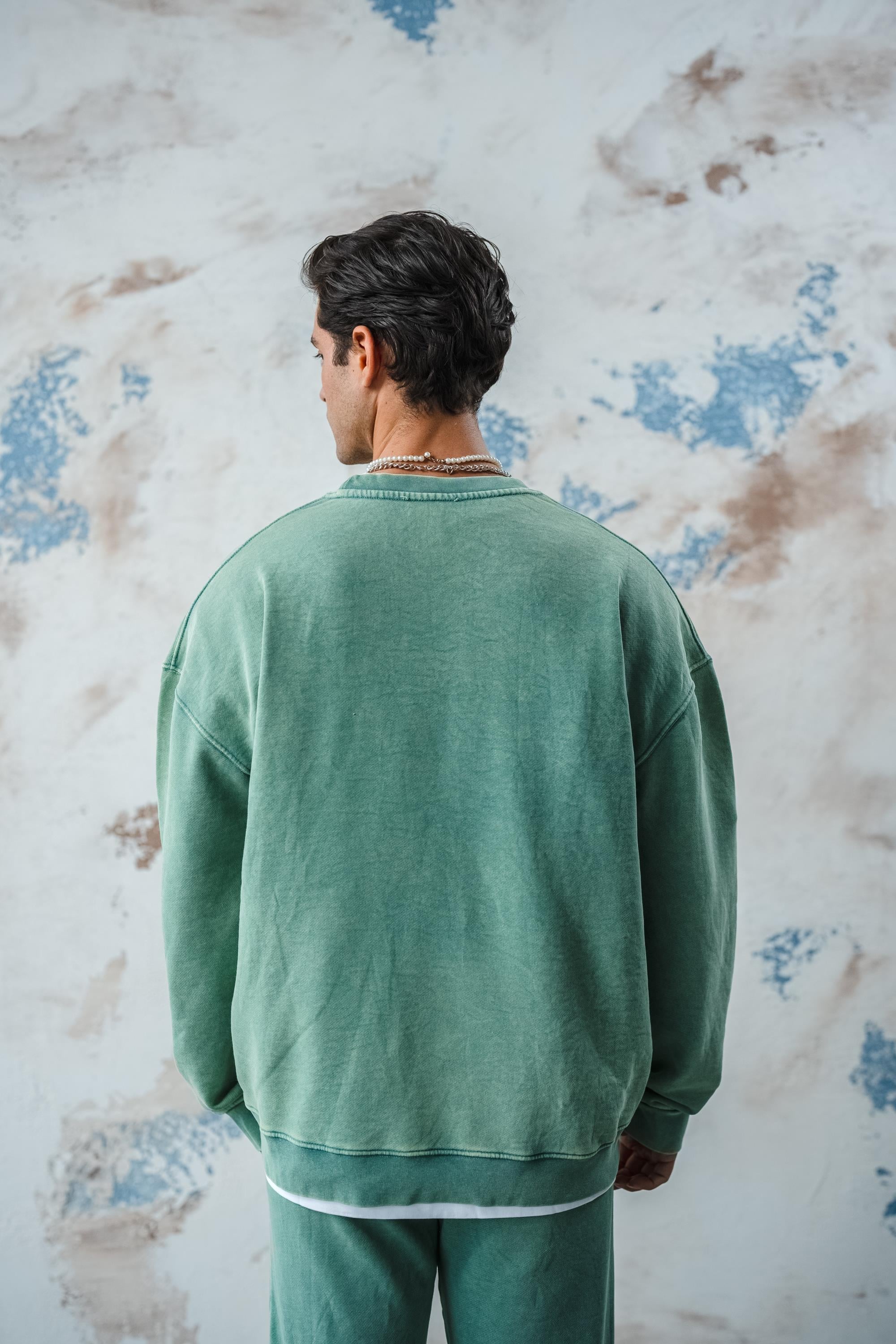 YEŞİL YIKAMALI SWEATSHIRT
