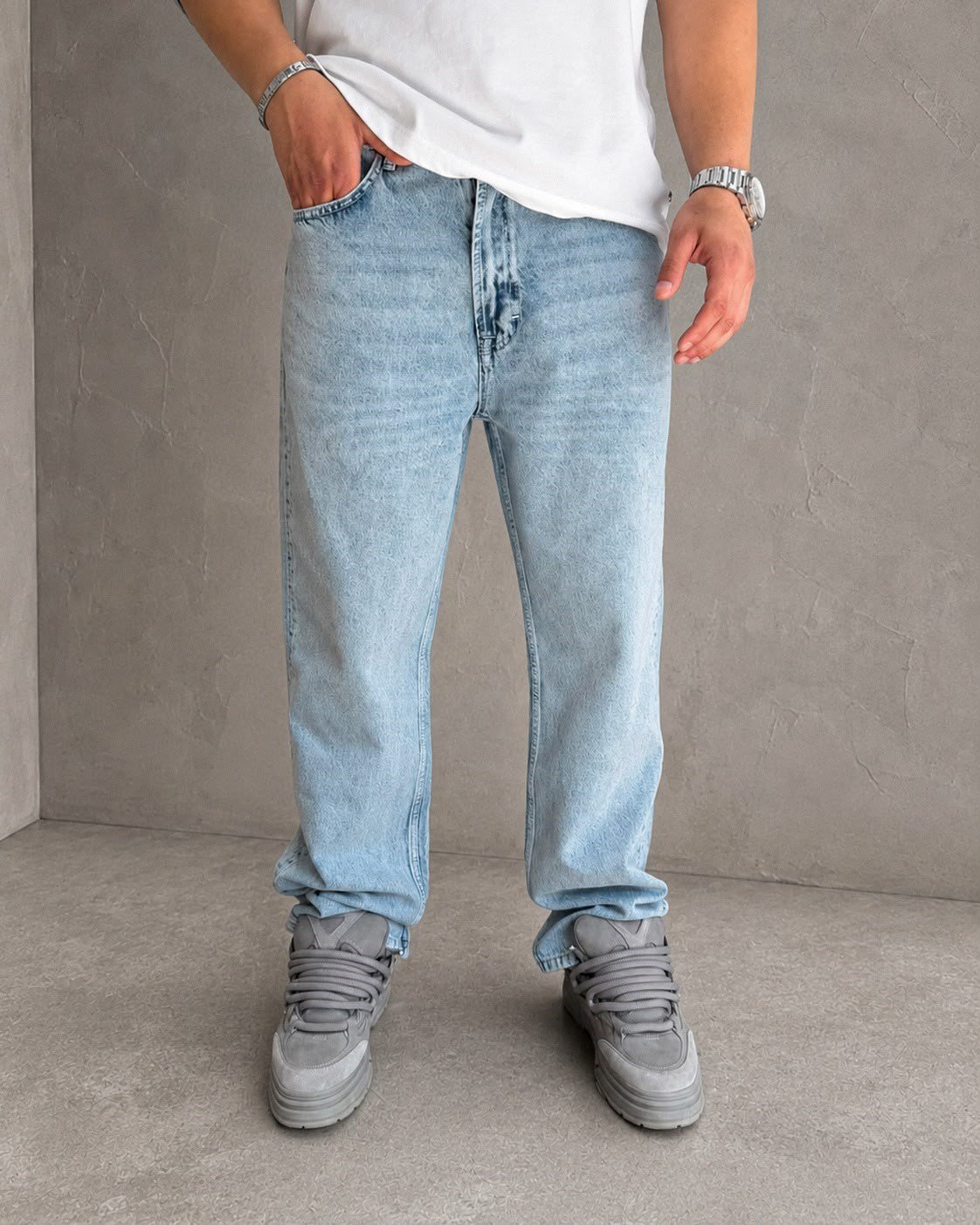 YIKAMALI AÇIK MAVI BAGGY PANTOLON 5201-2