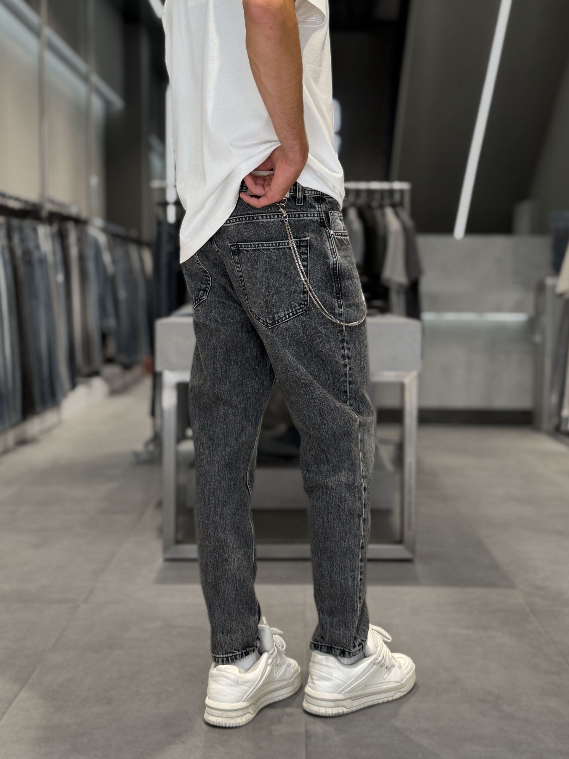 ZINCIR DETAYLI FUME  BOYFRIEND PANTOLON 5204