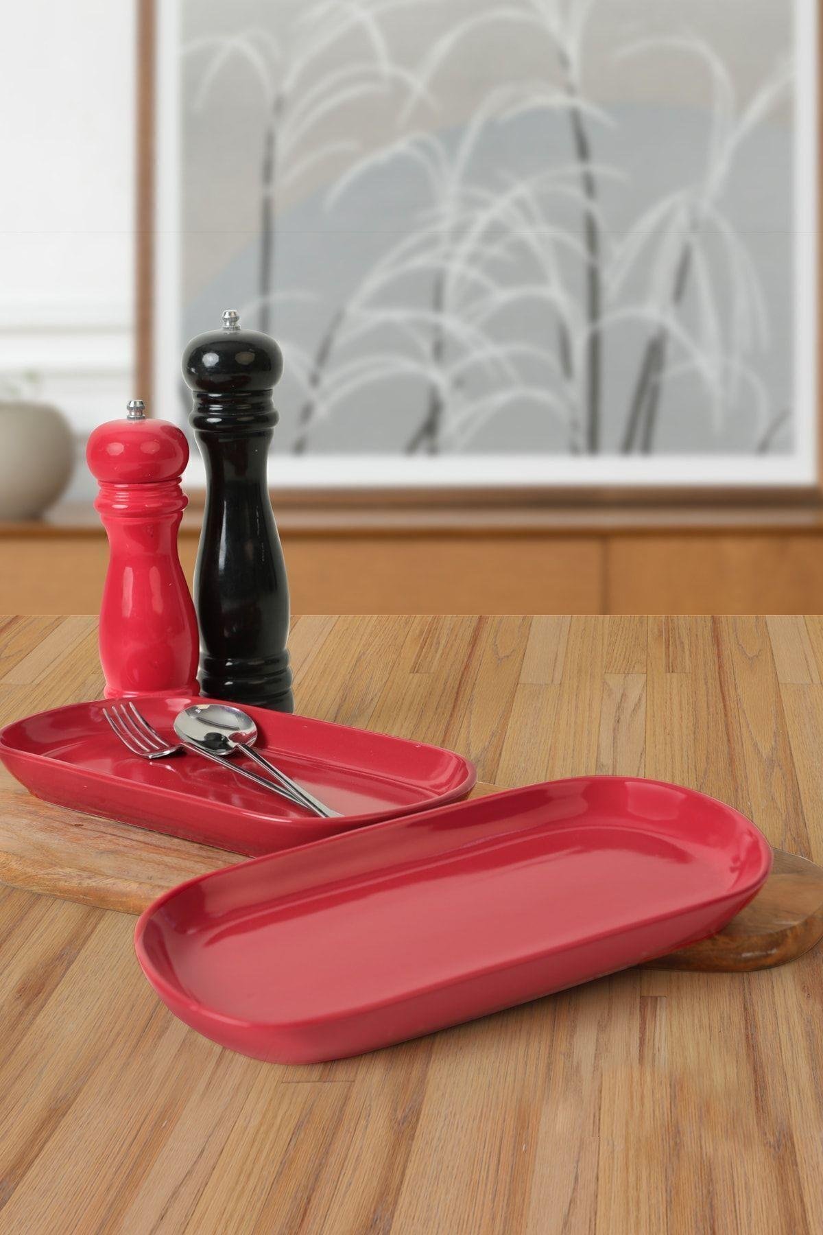 Kırmızı Noyan Kayık Tabak 2 Adet 28 Cm 506