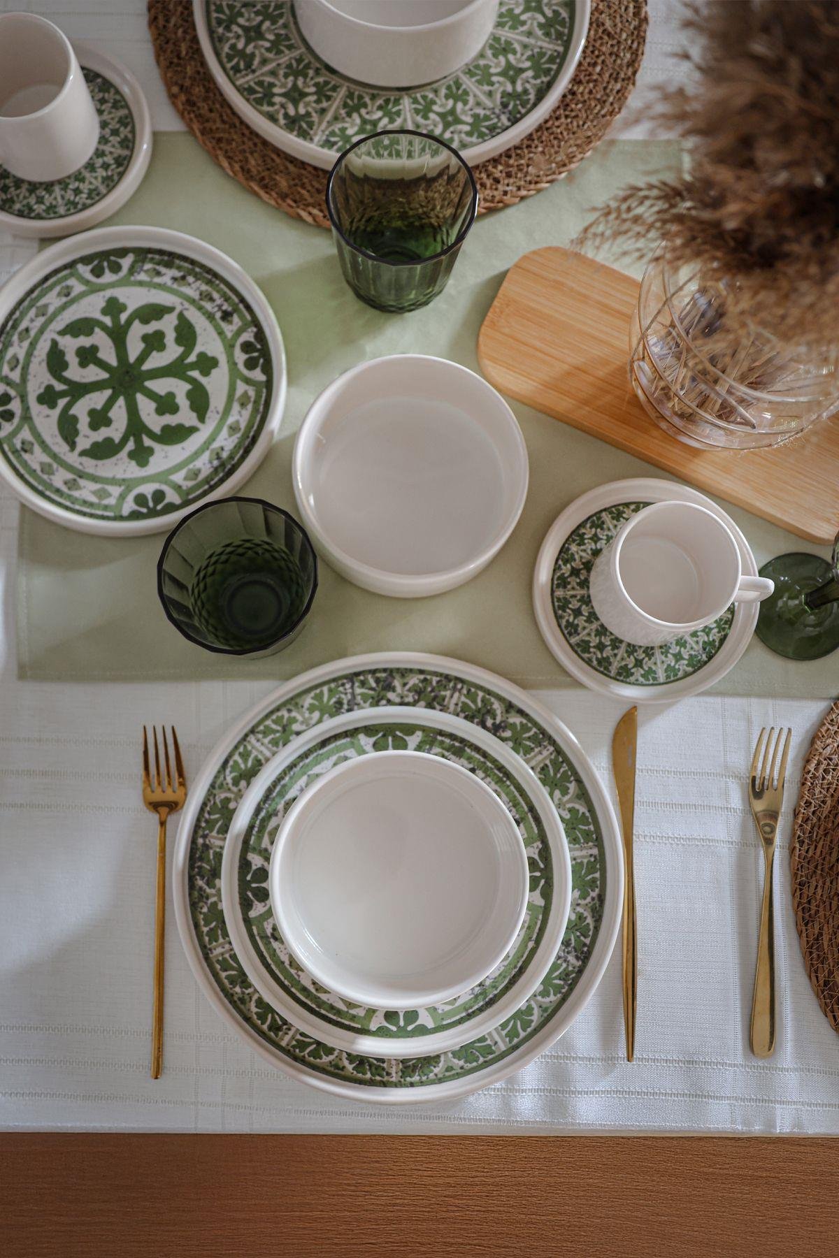 Timeless Green Stackable Yemek / Kahvaltı Takımı 20 Parça 4 Kişilik 21974-75