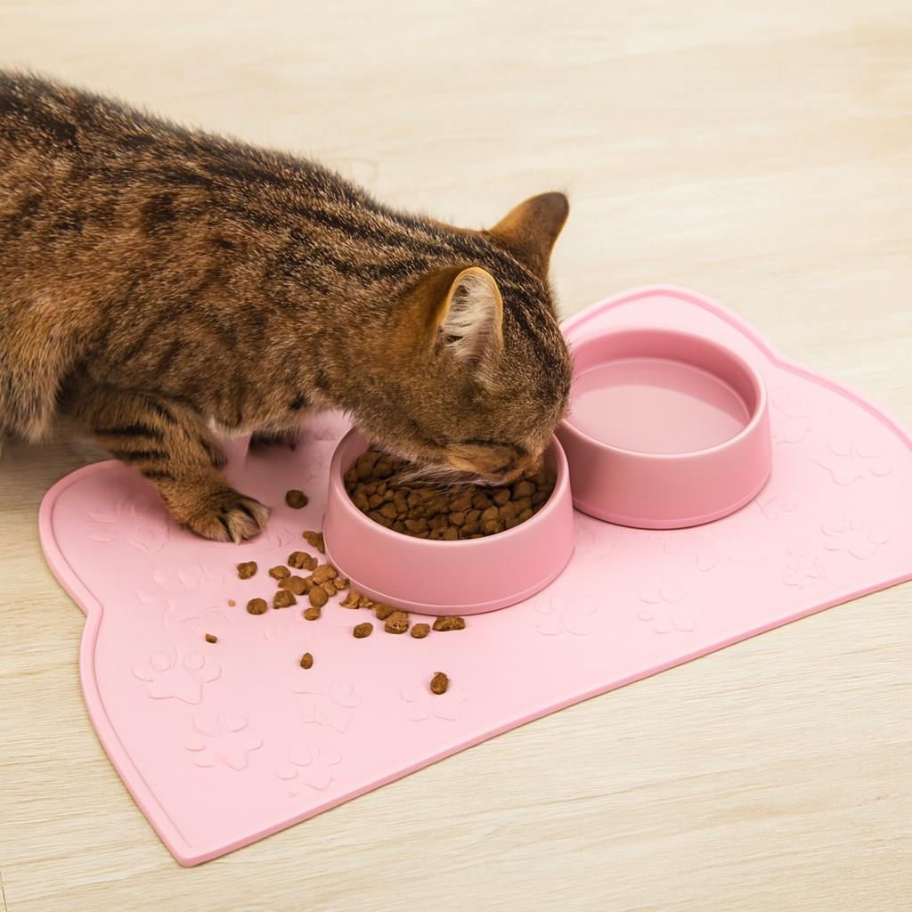 %100 Silikon Kaymaz Kedi Mama Matı (42x28 cm)
