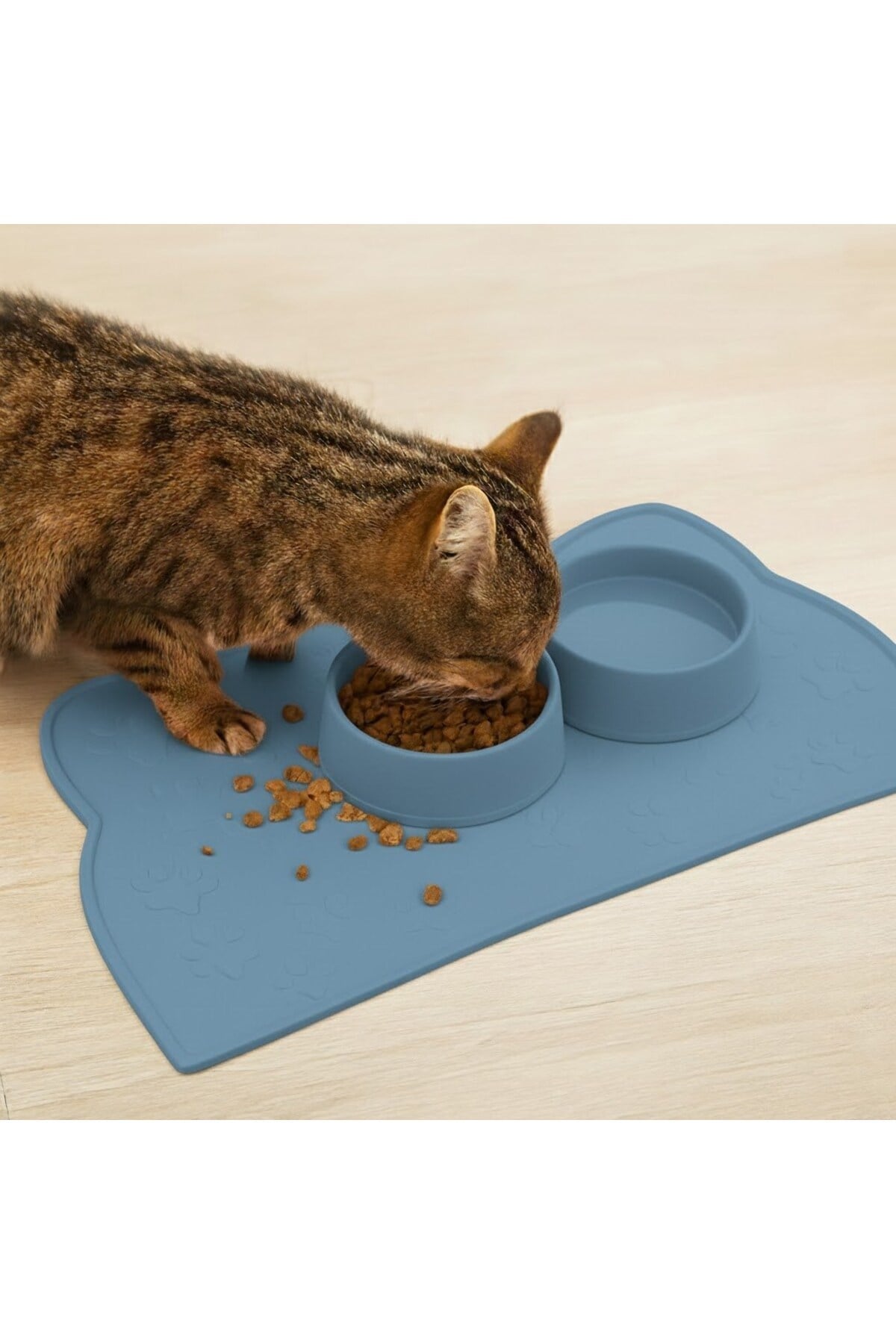 %100 Silikon Kaymaz Kedi Mama Matı (42x28 cm)