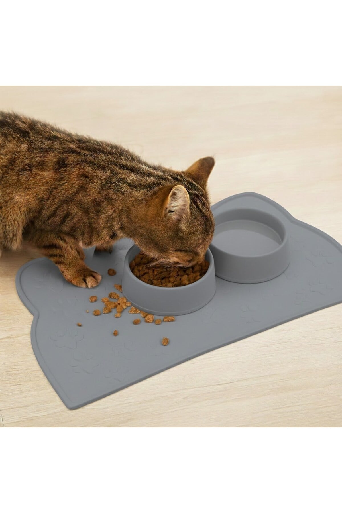 %100 Silikon Kaymaz Kedi Mama Matı (42x28 cm)