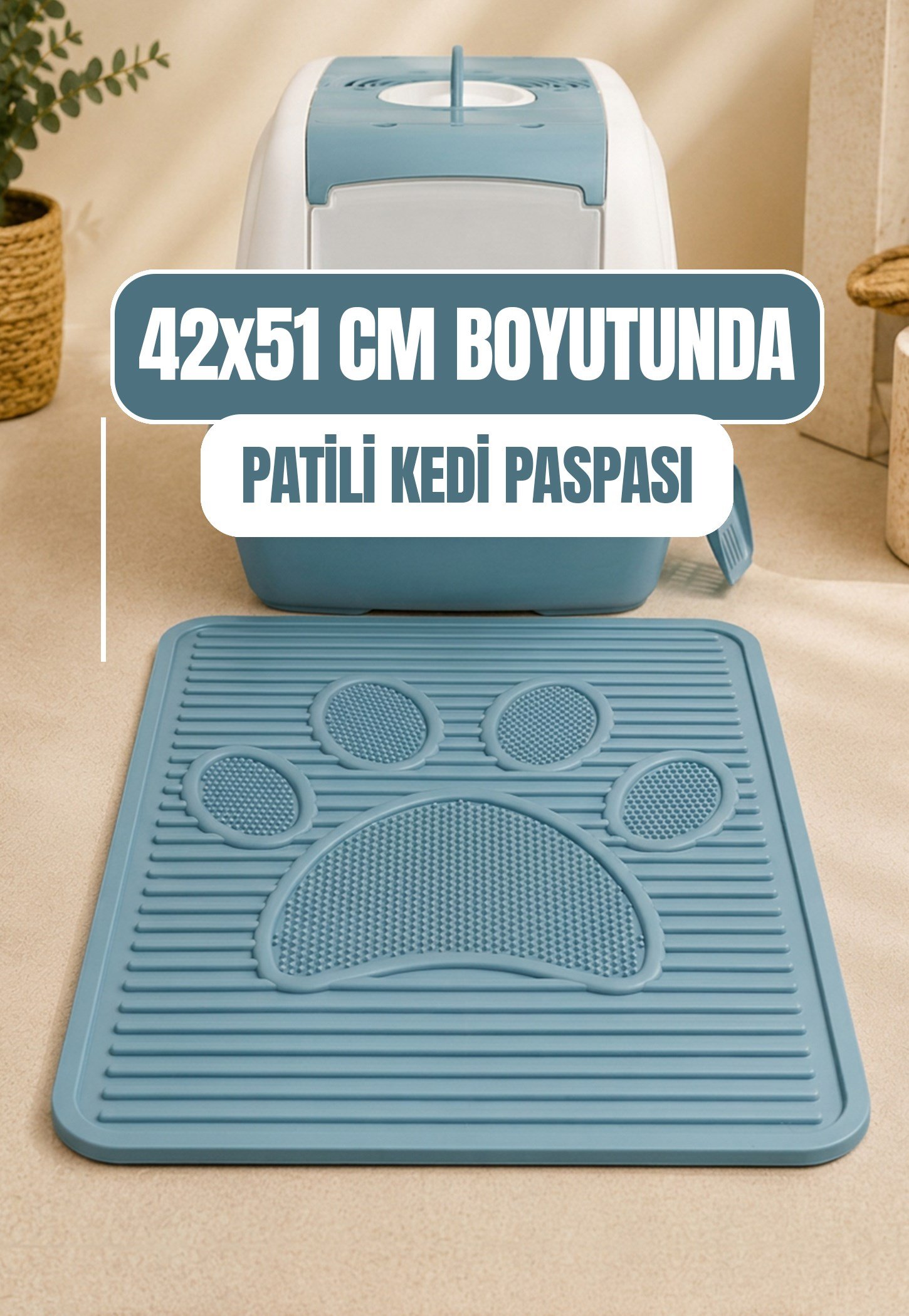 Plastik Pati Desenli Kedi Kum Paspası 