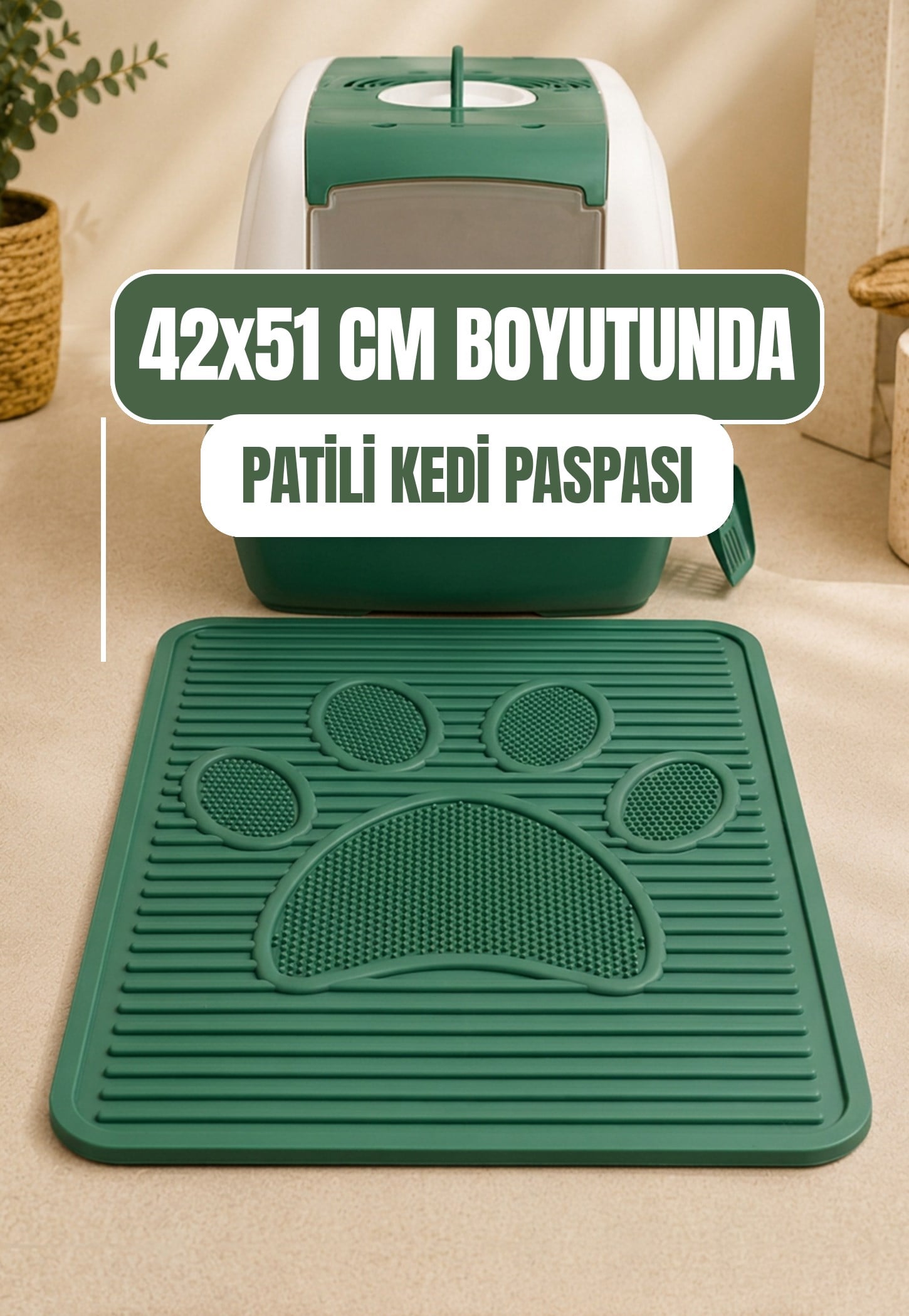 Plastik Pati Desenli Kedi Kum Paspası 