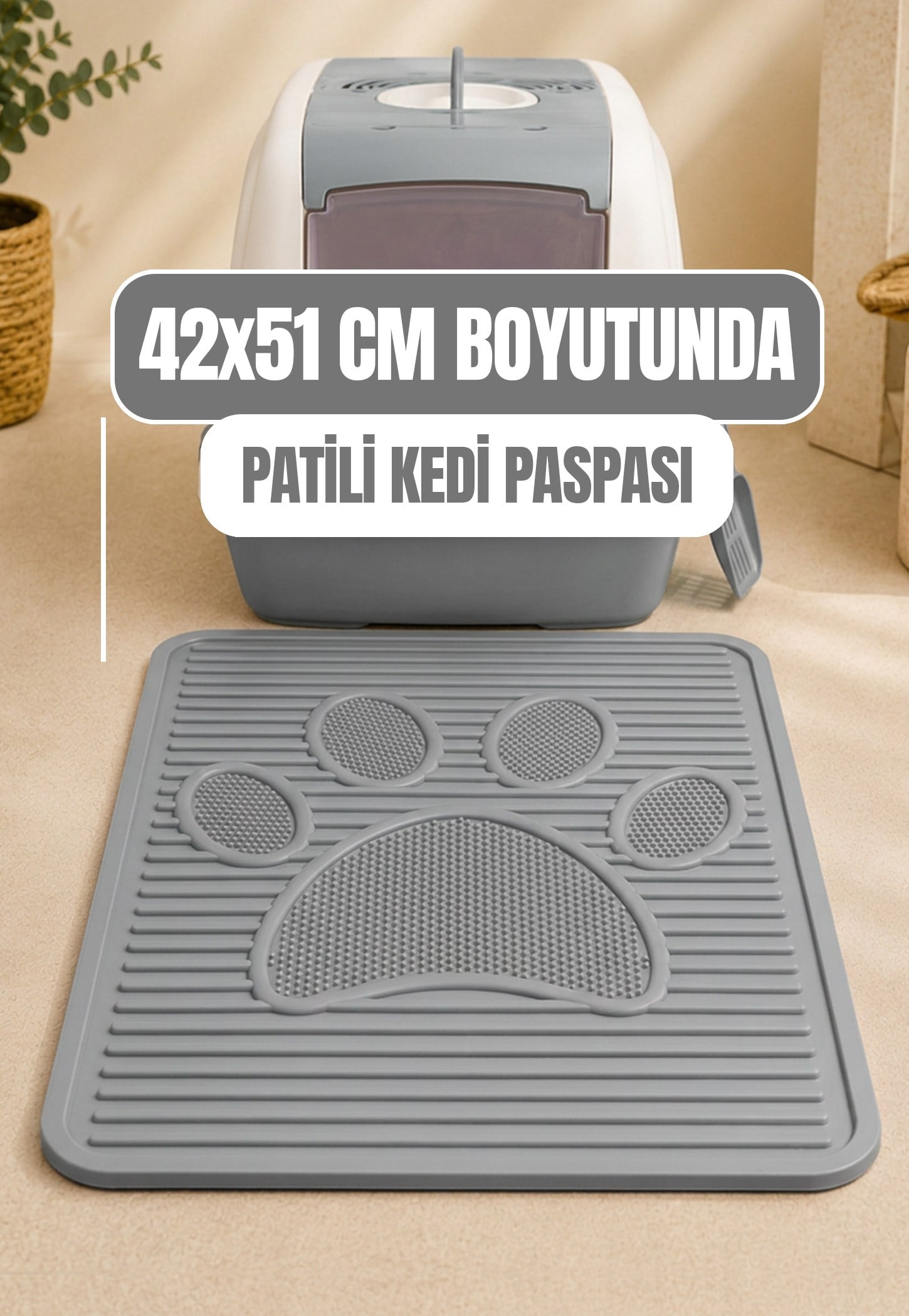 Plastik Pati Desenli Kedi Kum Paspası 