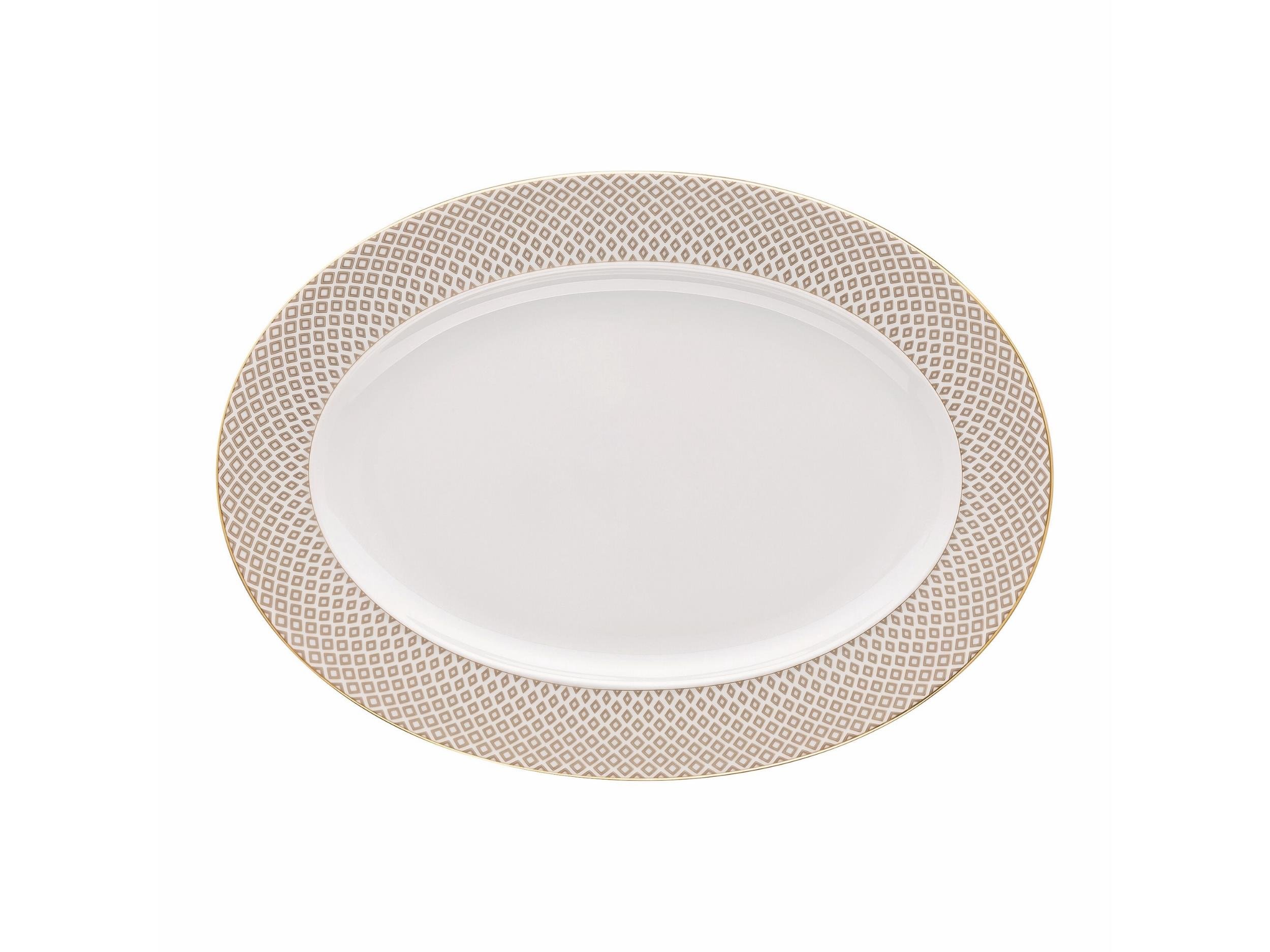 Oval Servis 34 cm Carreau Beige