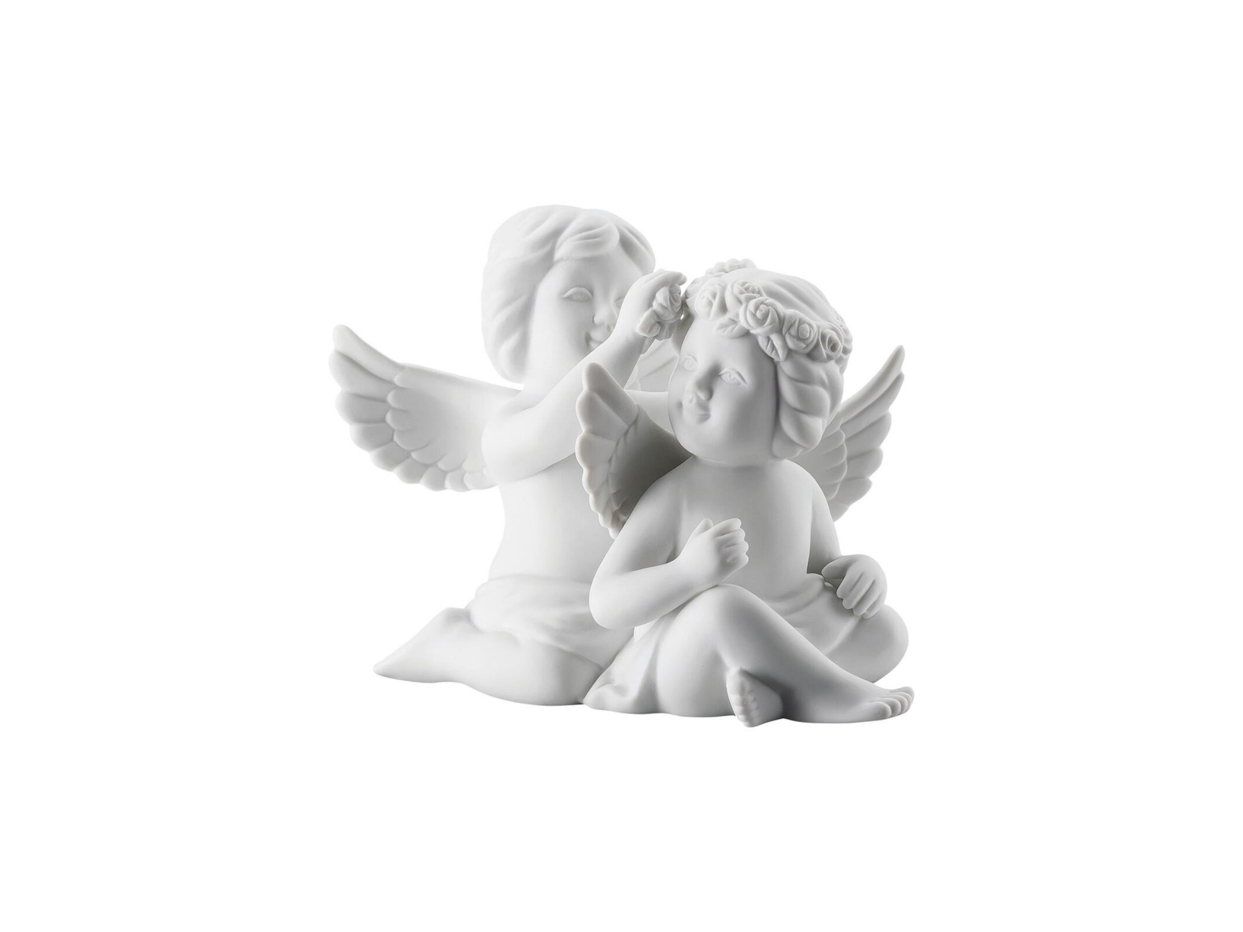Pair Angels with Floral Wreath 8 cm