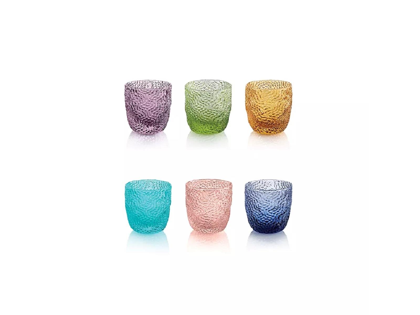 TRICOT 6LI SET RENKLI KAHVE YANI SU BARDAK 7,5 CL