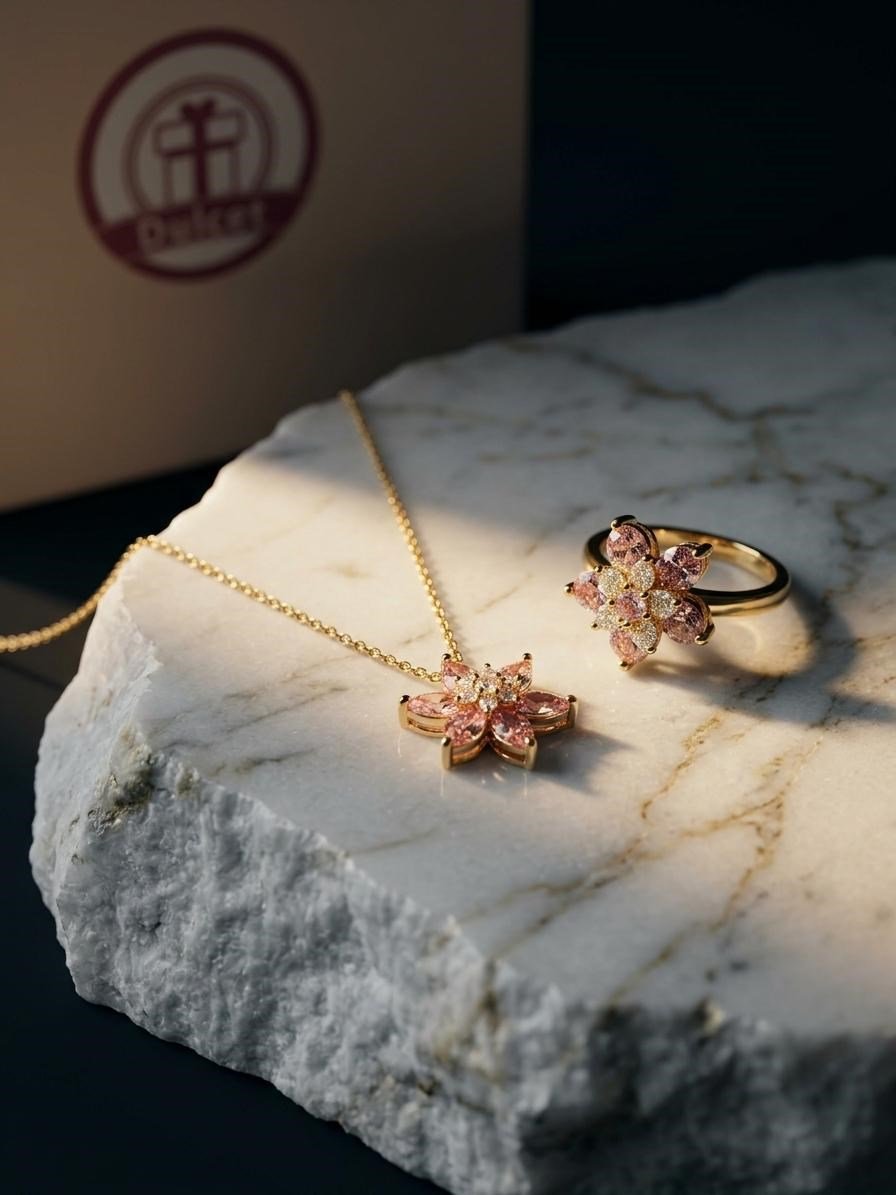 Lotus Çiçeği Dönebilir Yüzüklü Set