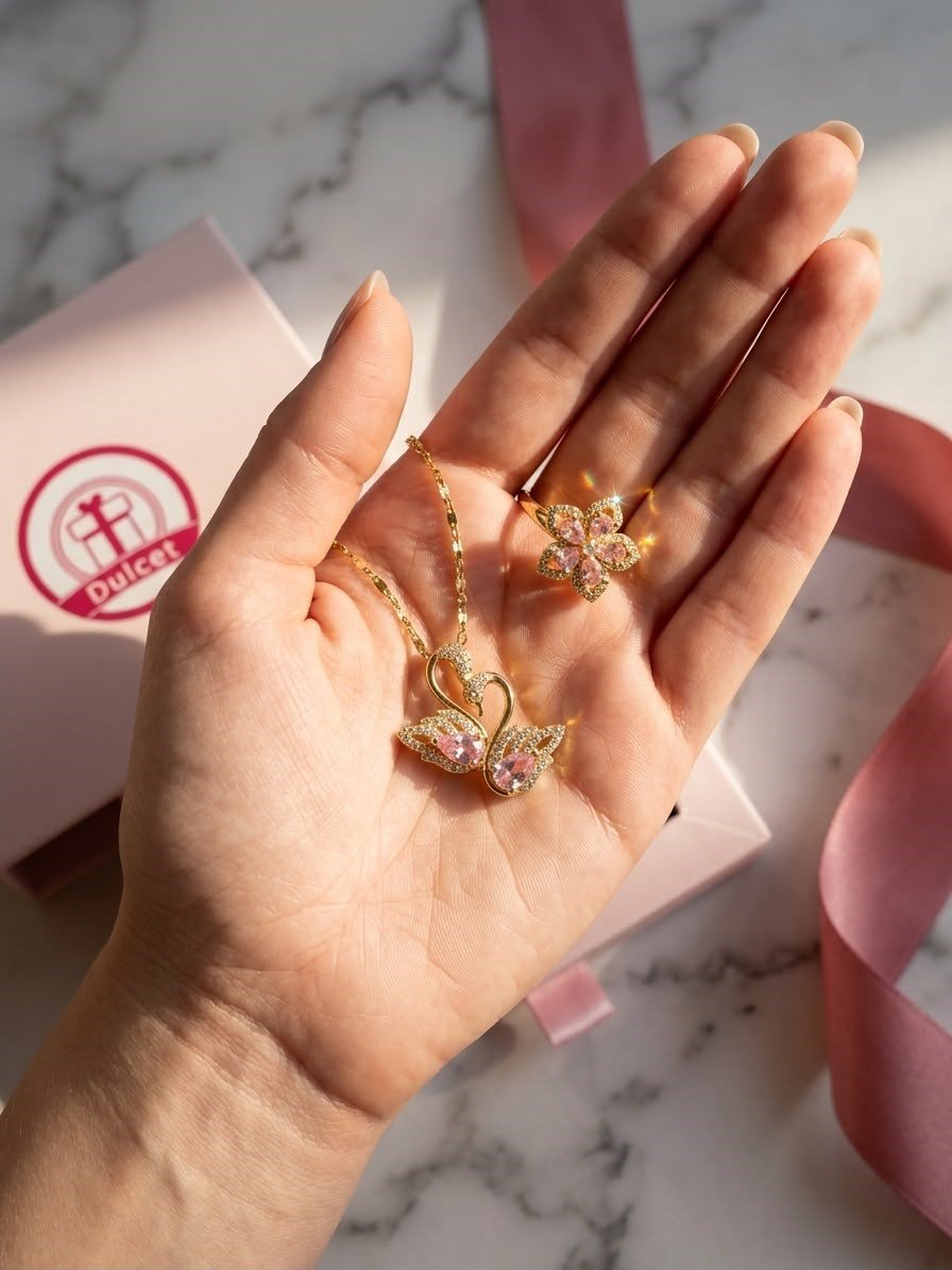 Pembe Çift Kuğu Ve Yüzük🎀