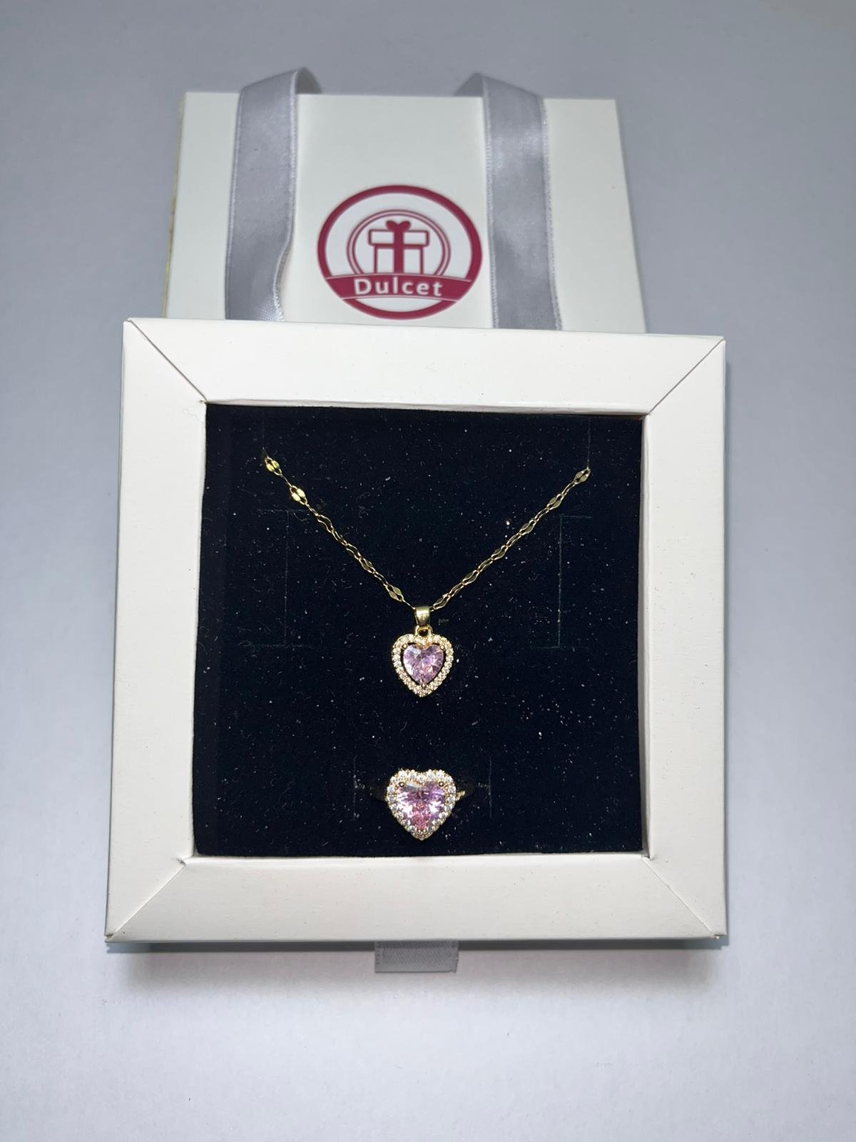 Pembe Gold Kalp'li Set