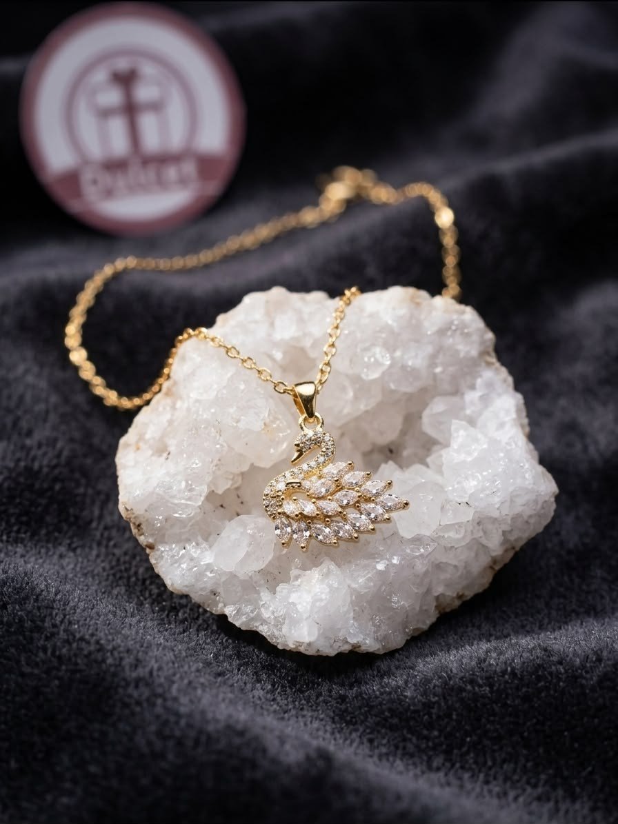 Sarı Gold Kuğu Kolye
