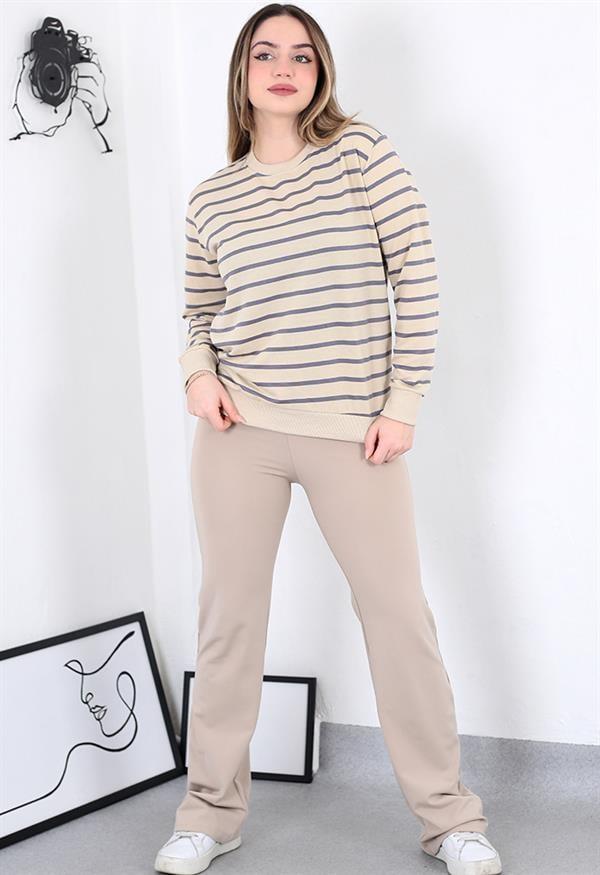 Çizgili Sweatshirt Çokrenkli