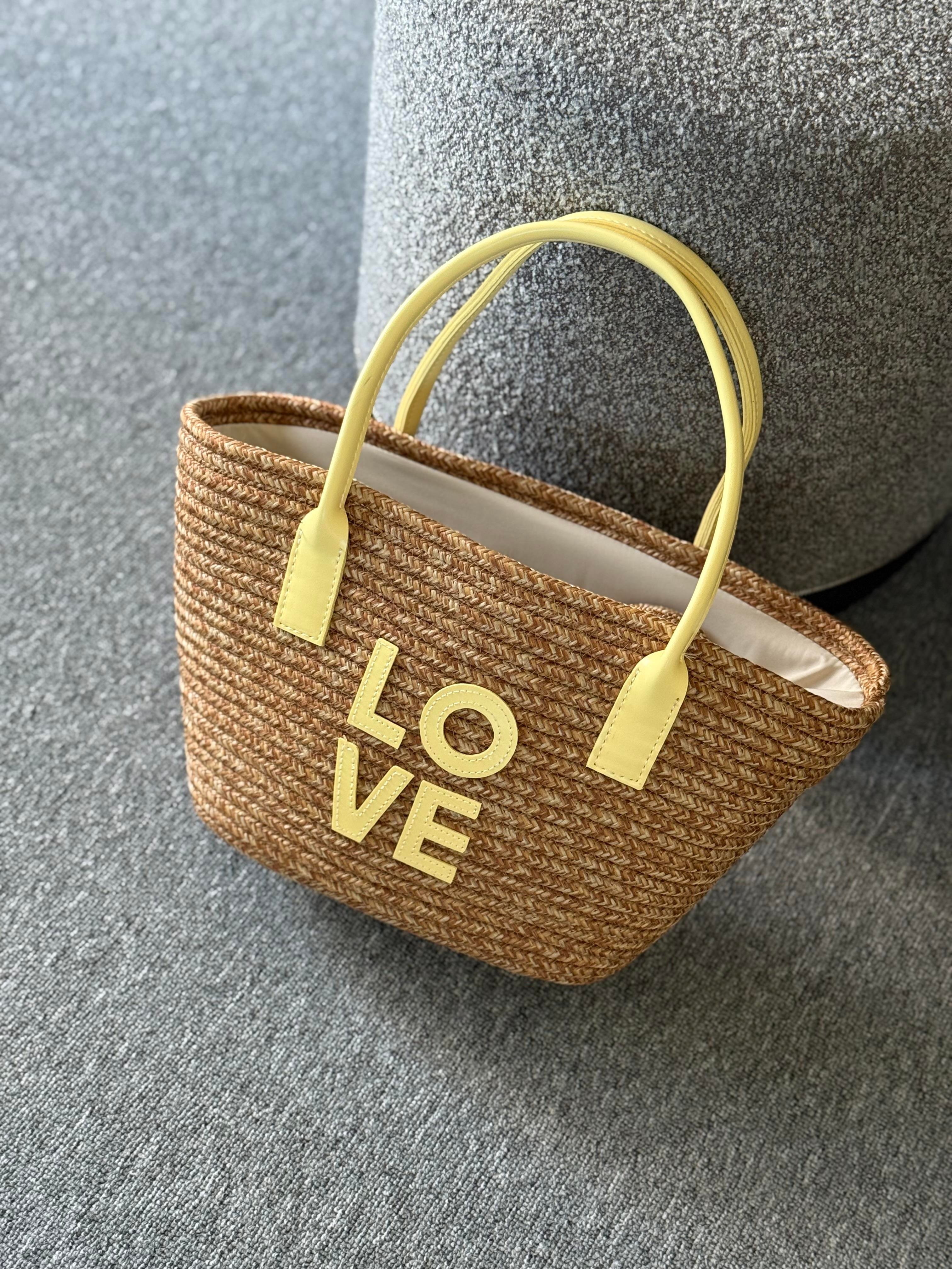 LOVE LİMON HASIR ÇANTA