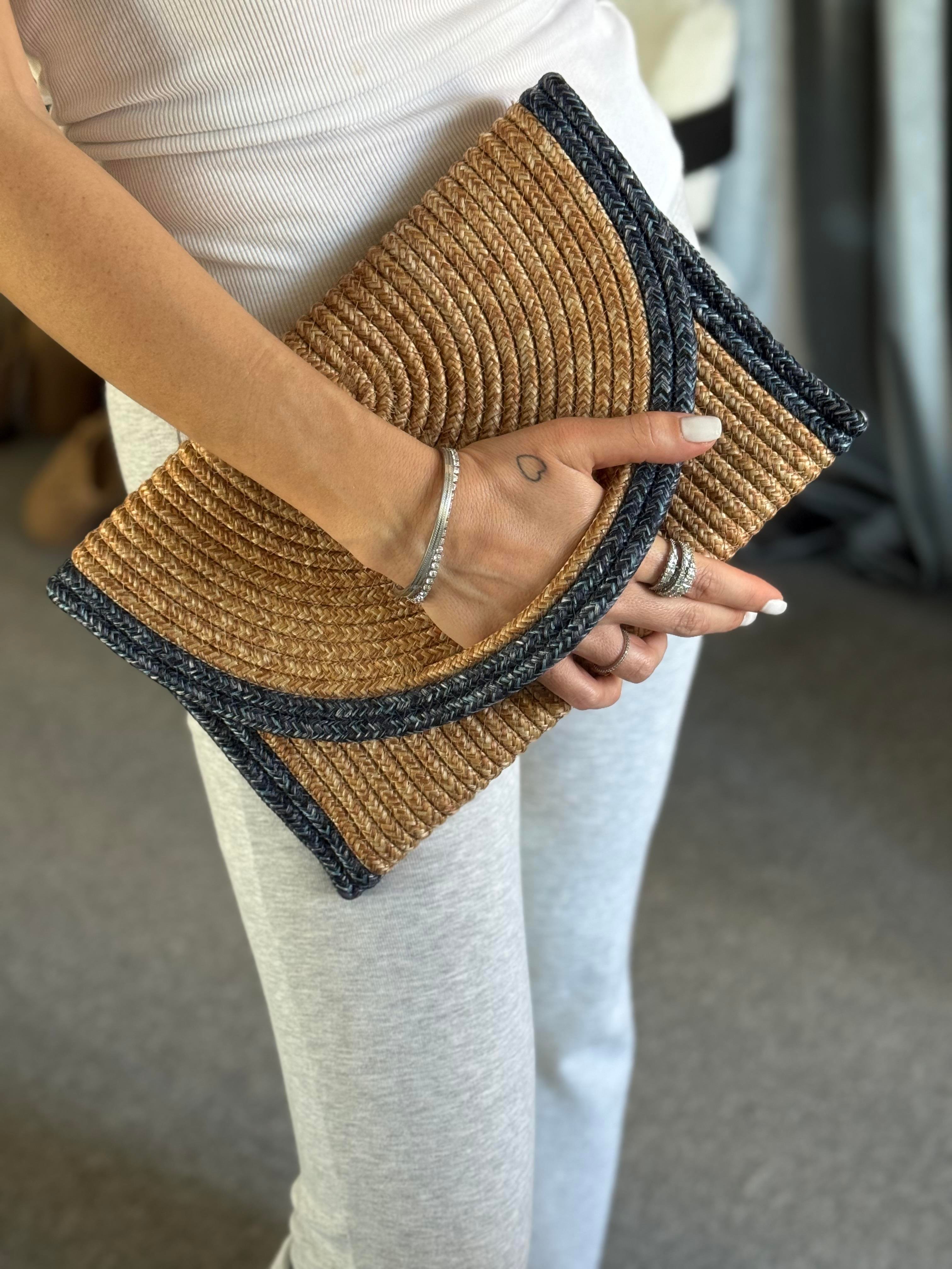 NATURAL LACİVERT CLUTCH