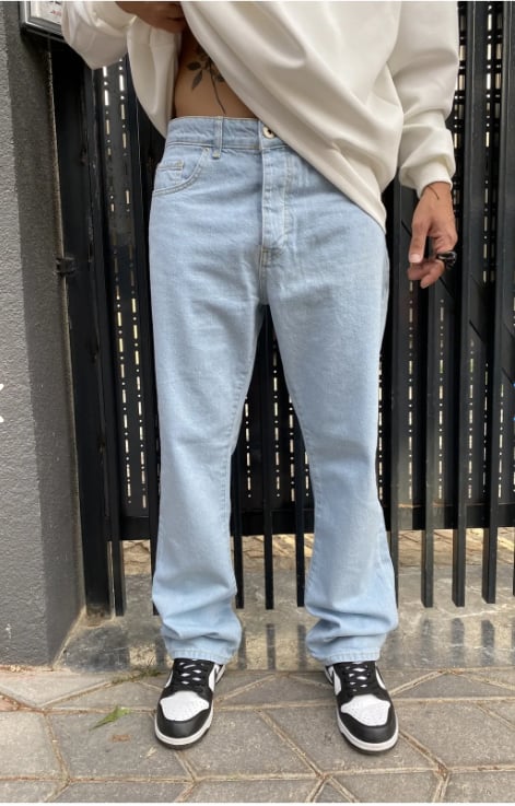 Açık Buz Mavi Baggy Pantolon