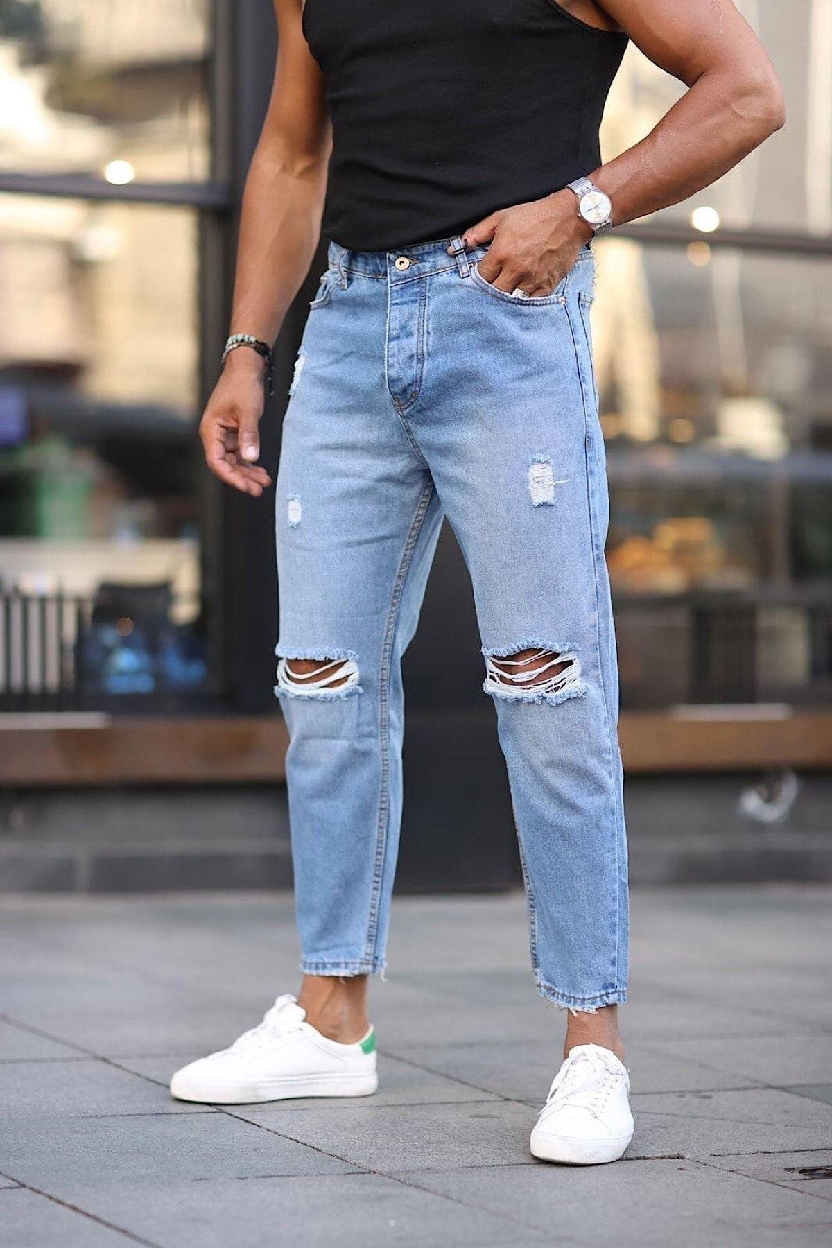 Boyfriend Rahat Kalıp Yırtıklı Kot Pantolon