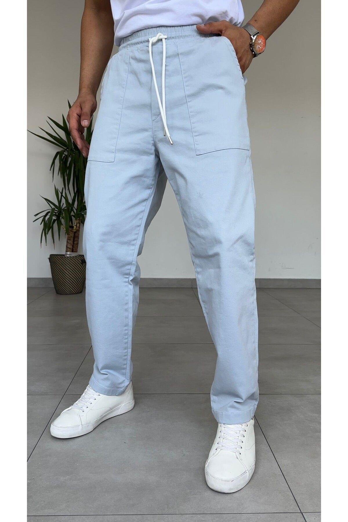 Erkek Denim Pantolon Buz Mavi Trend