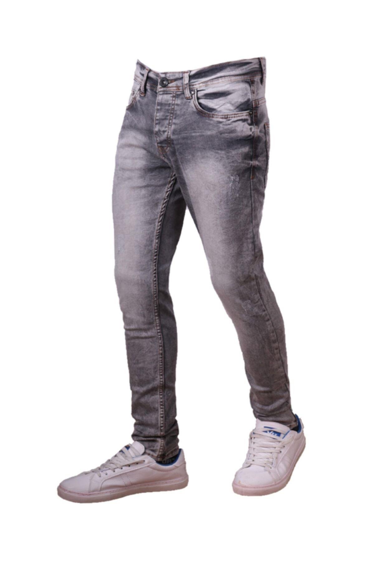 Erkek Gri Denim Pantolon
