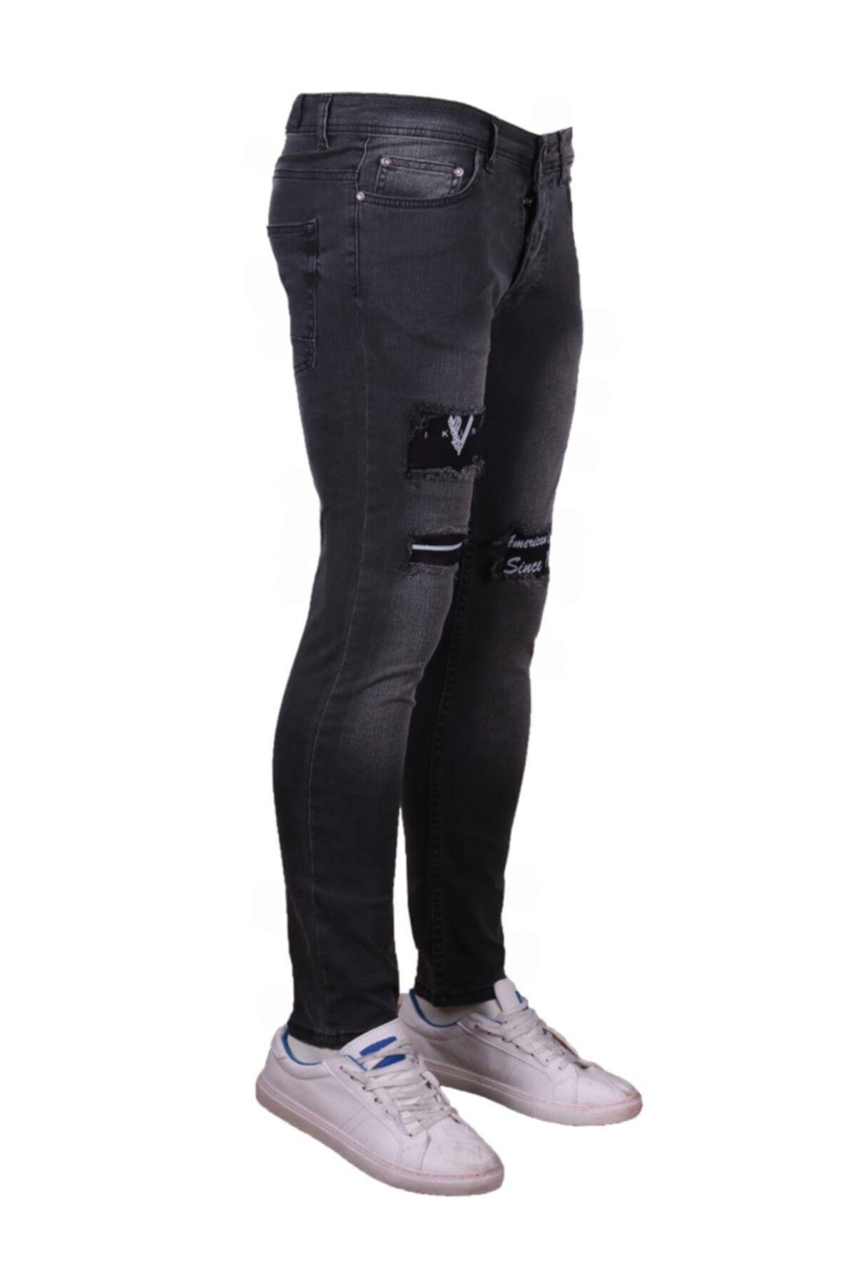 Erkek Penç Lazer Işlemli Füme Pantolon