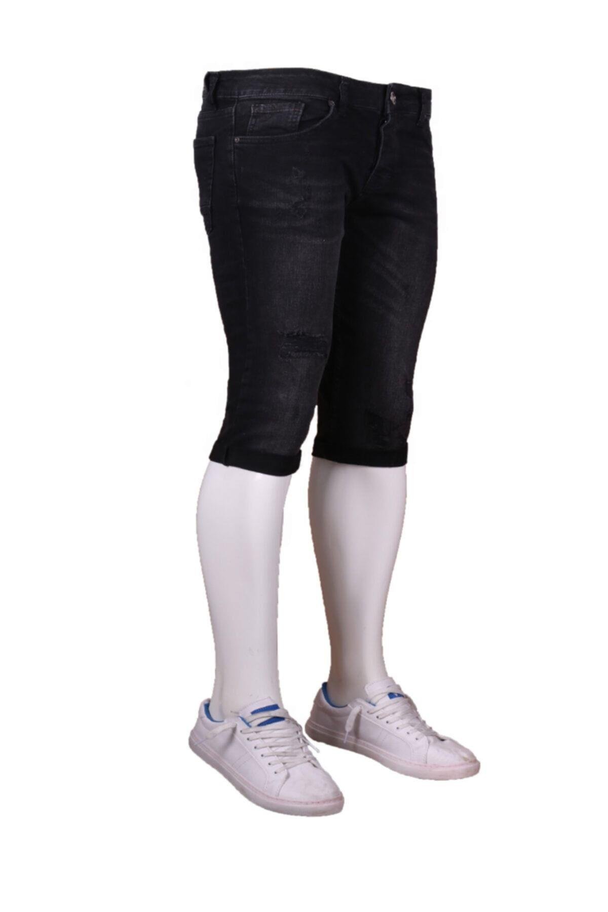 Erkek Şort Şpor Giyim Denim Siyah