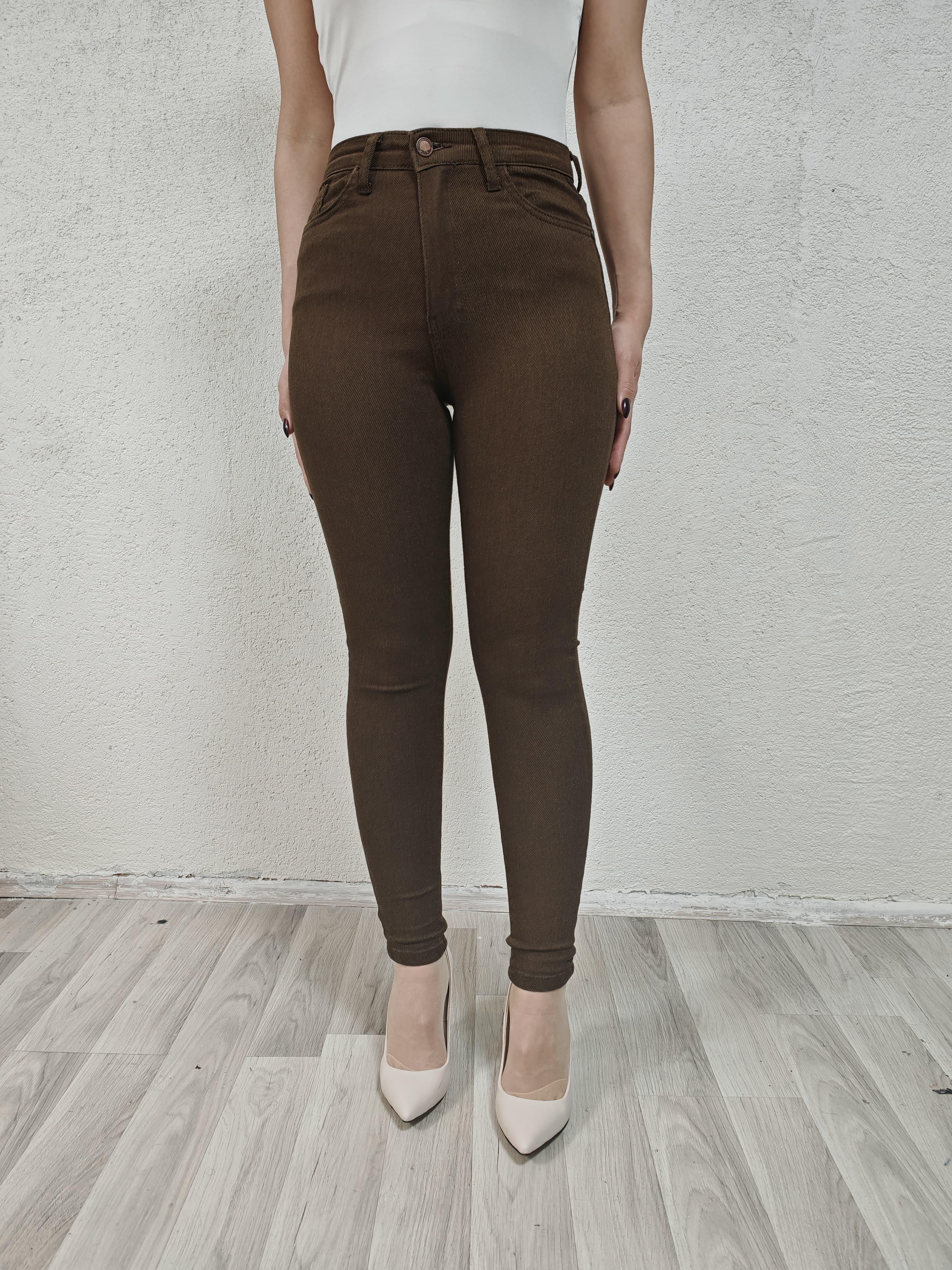 Kahverengi  Slim Fit bayan jeans