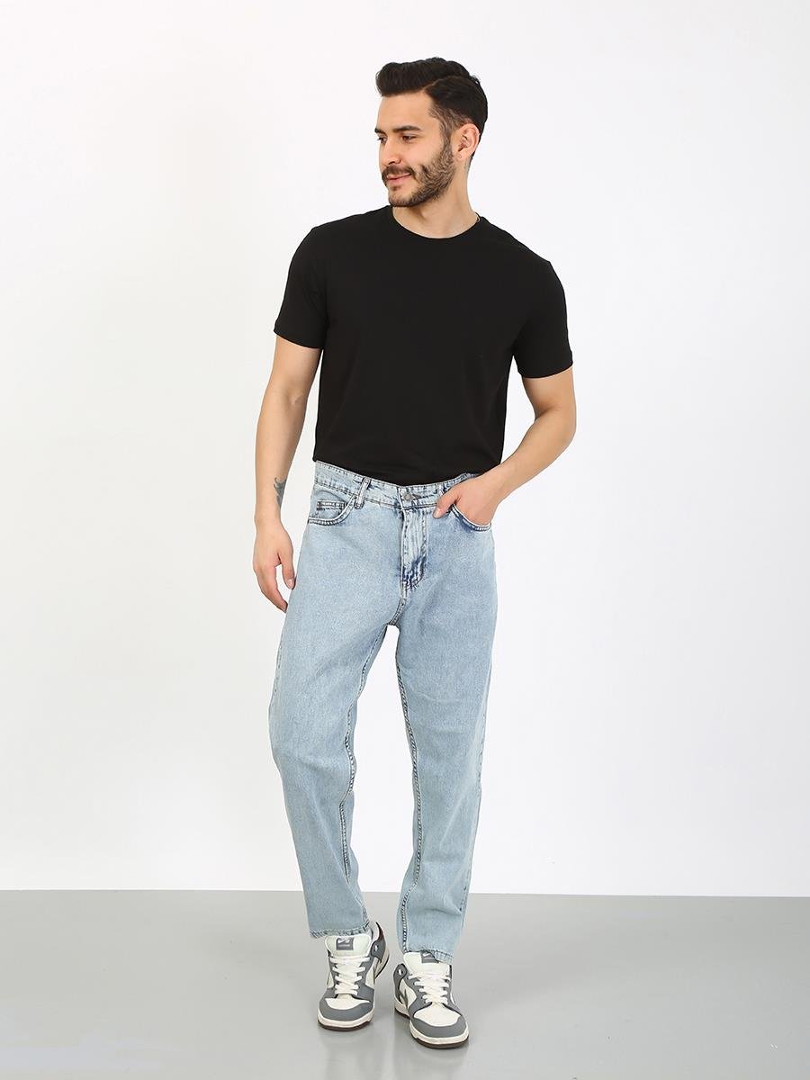 Kaizer Denim Erkek Buz Mavi Baggy Jeans