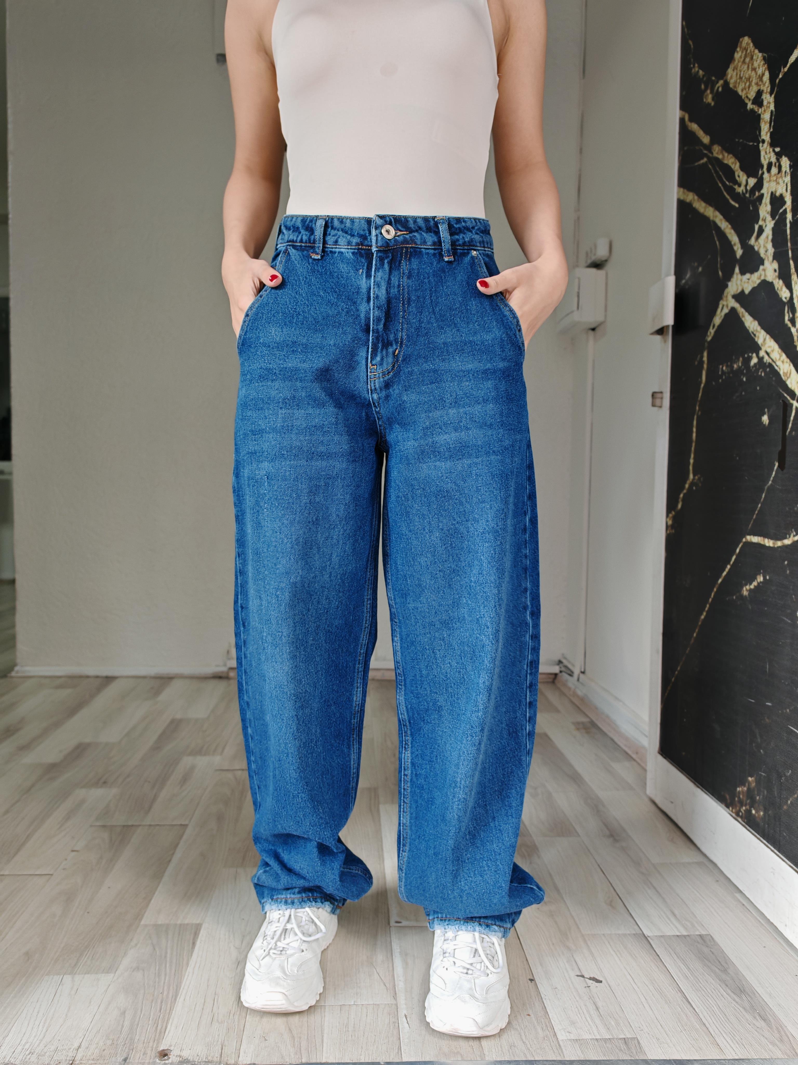 palazzo basic lacivert kadın jean