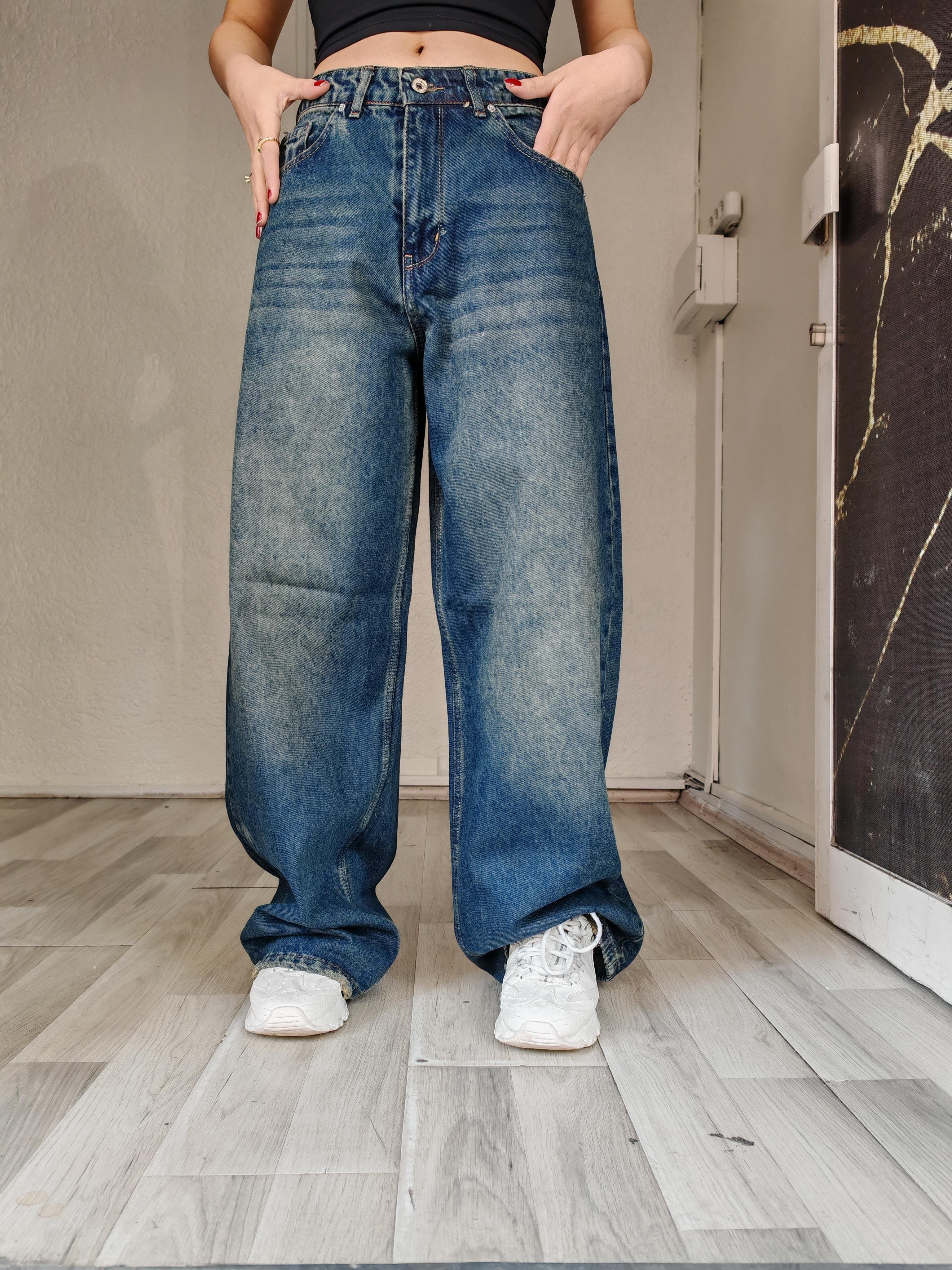 palazzo mavi tnt model taşlama detaylı kadın jean