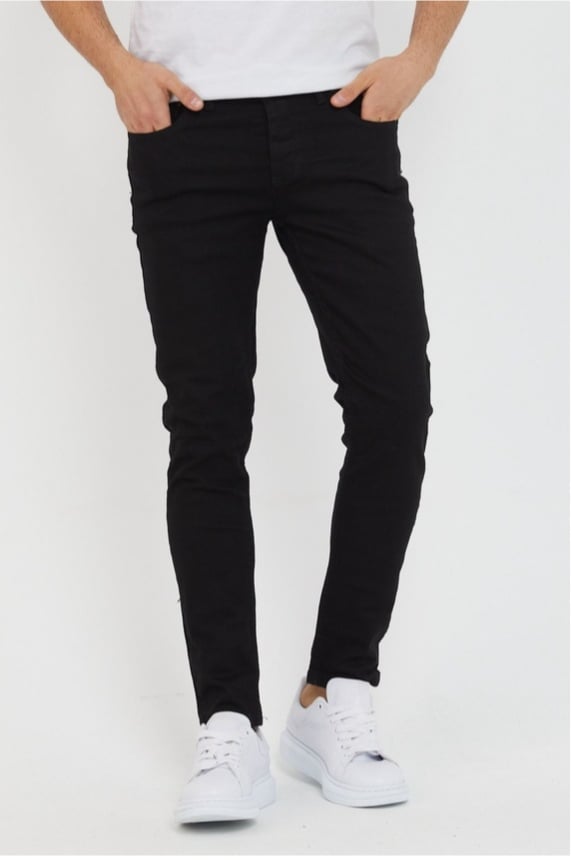slim Fit Likralı Siyah Jeans Erkek Kot Pantolon