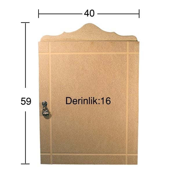 3 Raflı Dolap ,Asılabilir Organizer Ham MDF Dekoratif Boyanabilir Obje D 30