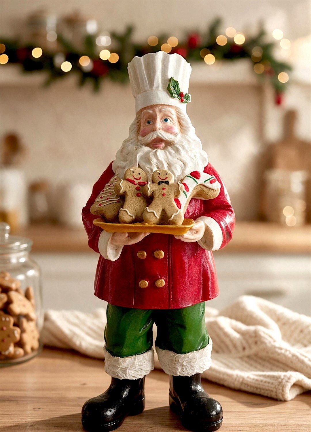 Dekoratif Aşçı Noel Baba Hediyelik Yılbaşı ve Ev Dekor Obje (42 x 26 cm)