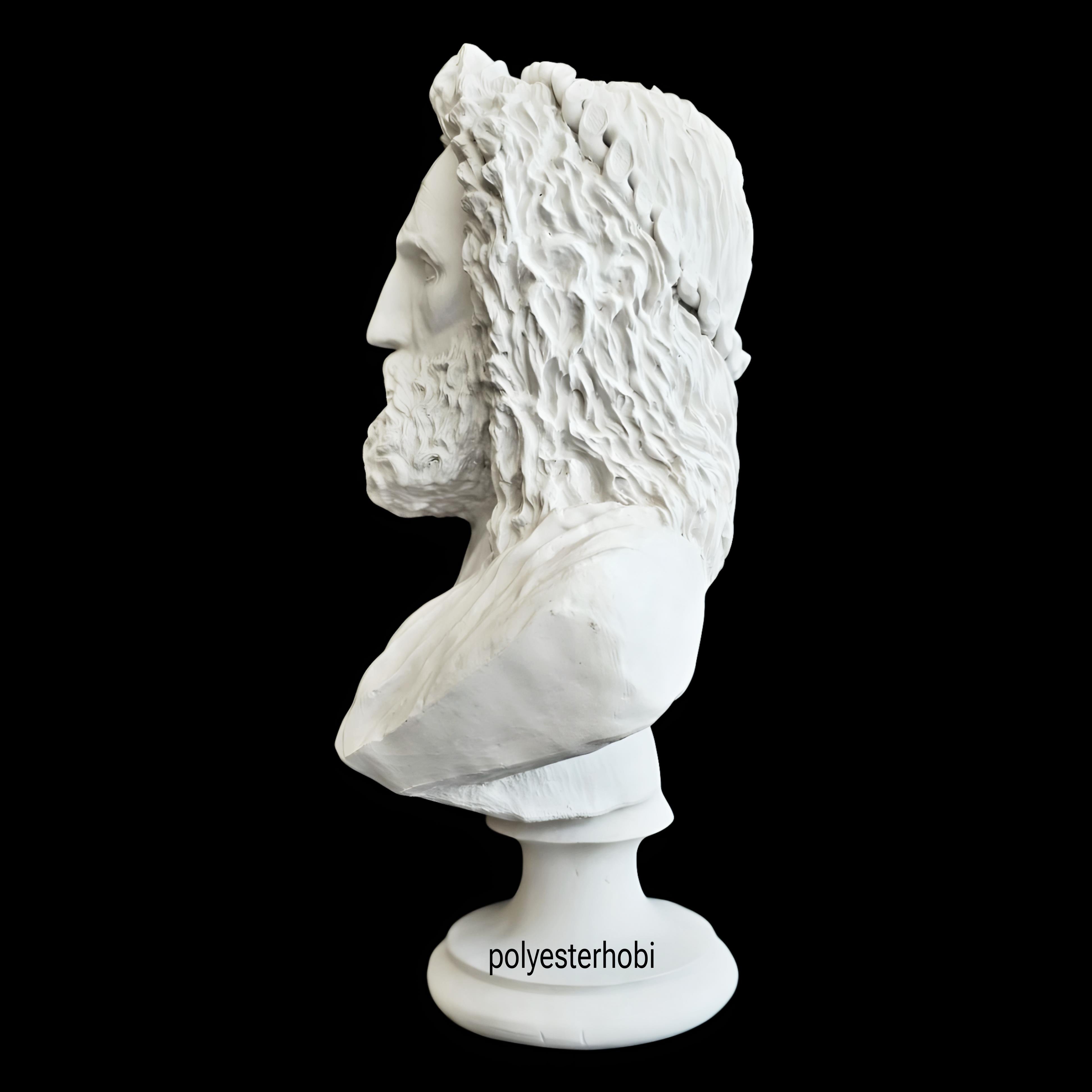 OB 2416 - Zeus Büst Heykel Ham Polyester Obje