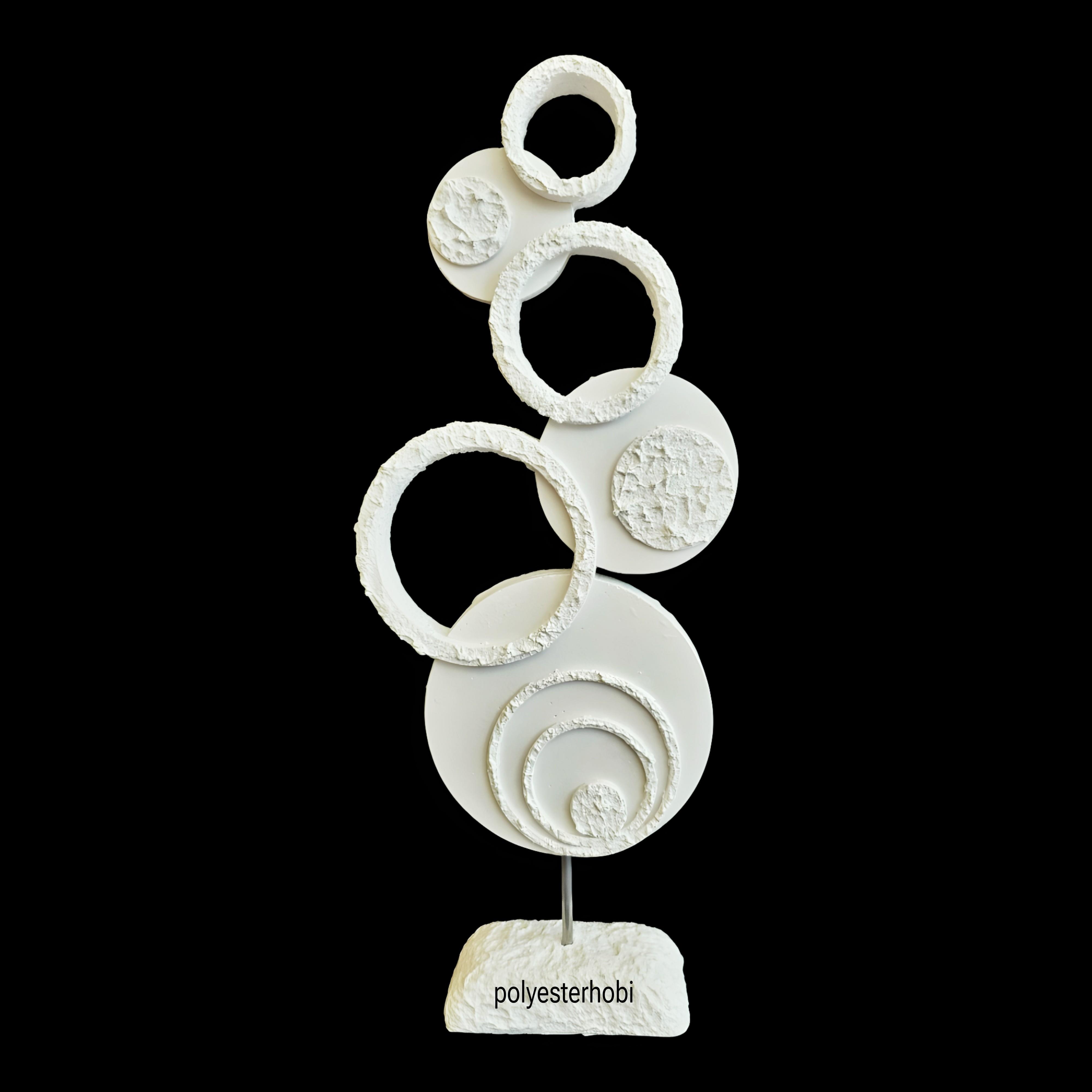 OB 2448 - Modern Circles Obje, Ev ,Ofis Dekorasyon , Ham Polyester Biblo