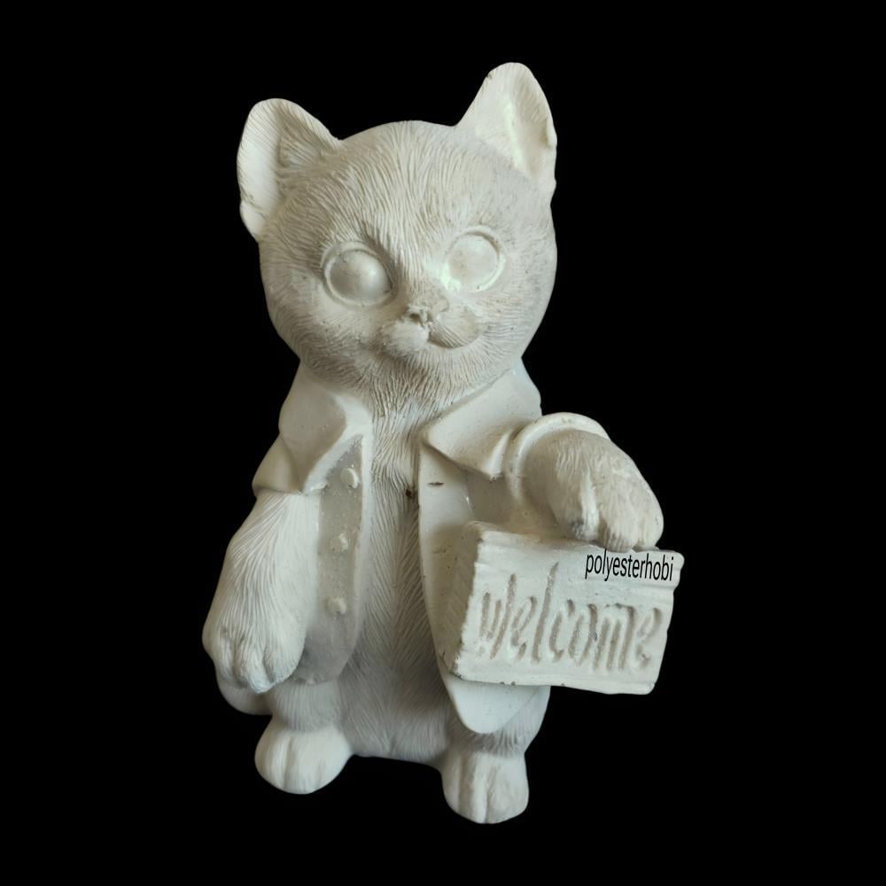 Ob 2507 - Welcome Kedi Biblo Ham Polyester Ev Dekor