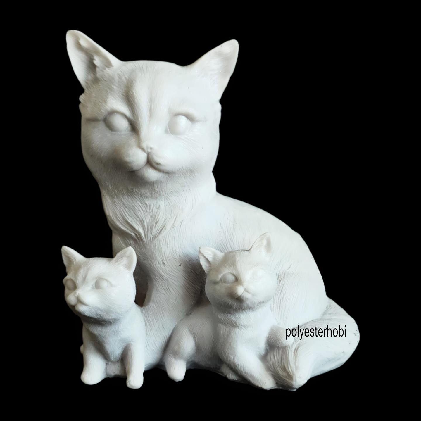 Ob 2508 - Yavrulu Kedi Biblo Ham Polyester Ev Dekor