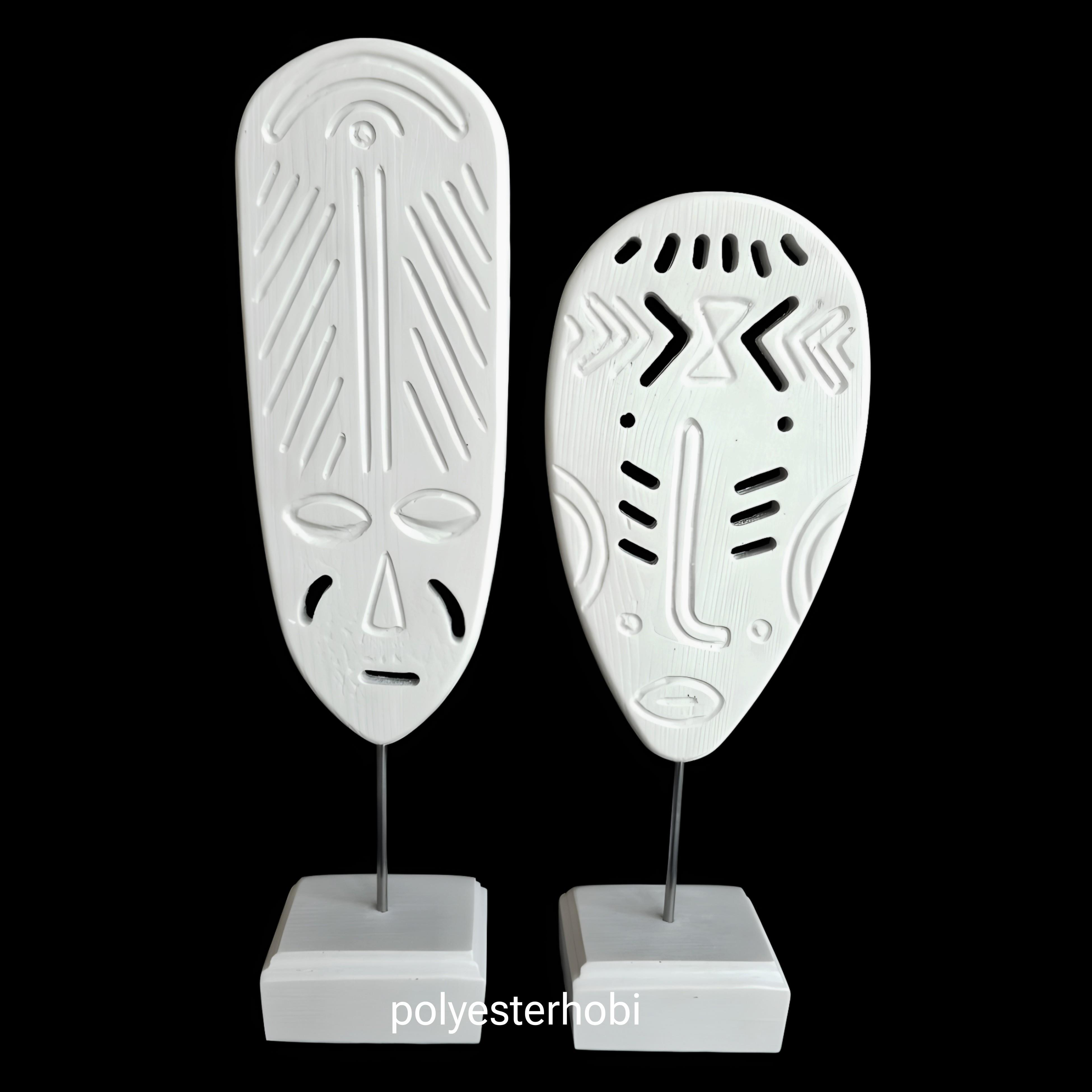 Ob 2515 - Etnik Afrika Mask Heykel Ham Polyester Büst Ev , Ofis Dekor
