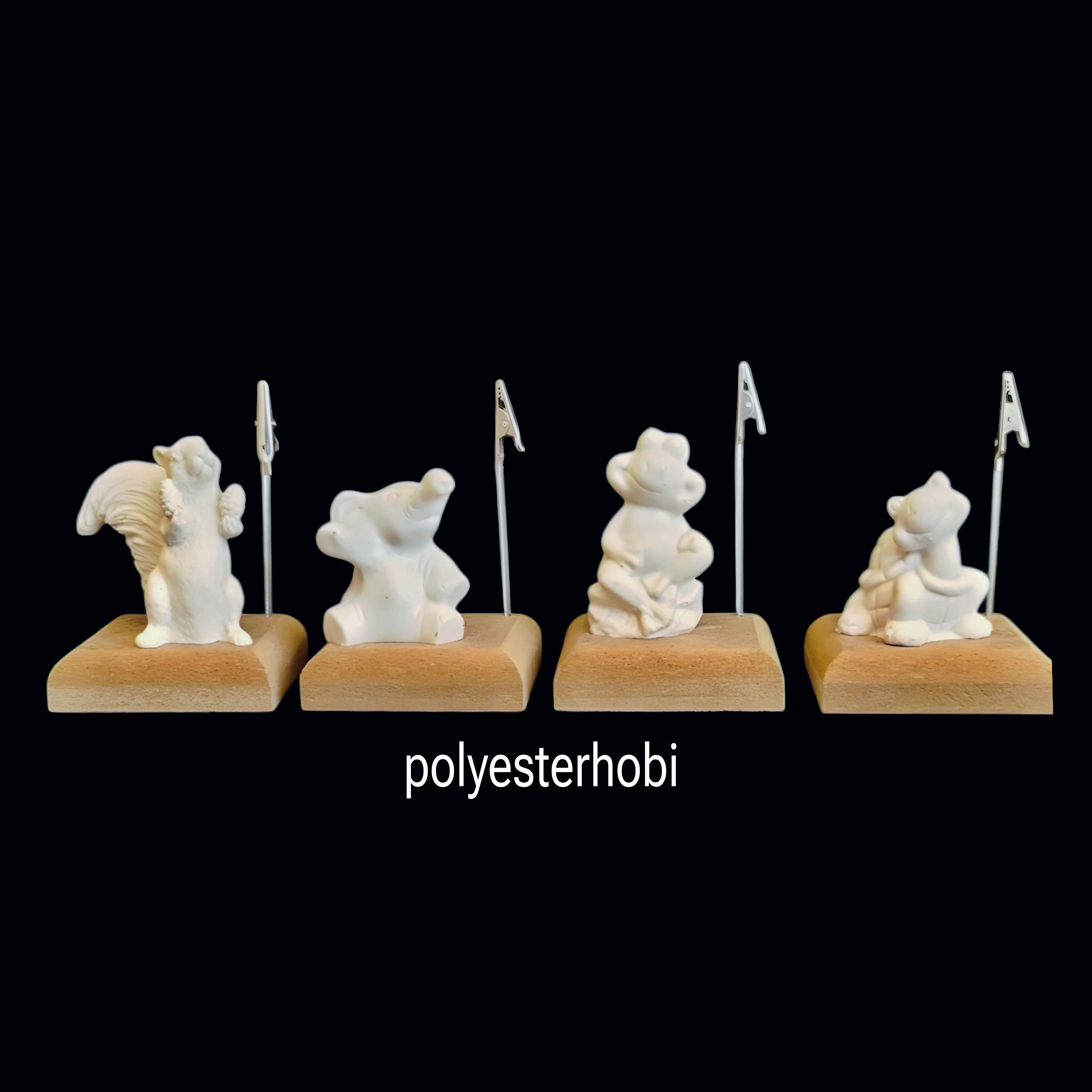 Ob 2524 - Mini Notluk Hayvan Detaylı 4 Lü Set Ham Polyester Hediyelik Ev , Ofis Dekor
