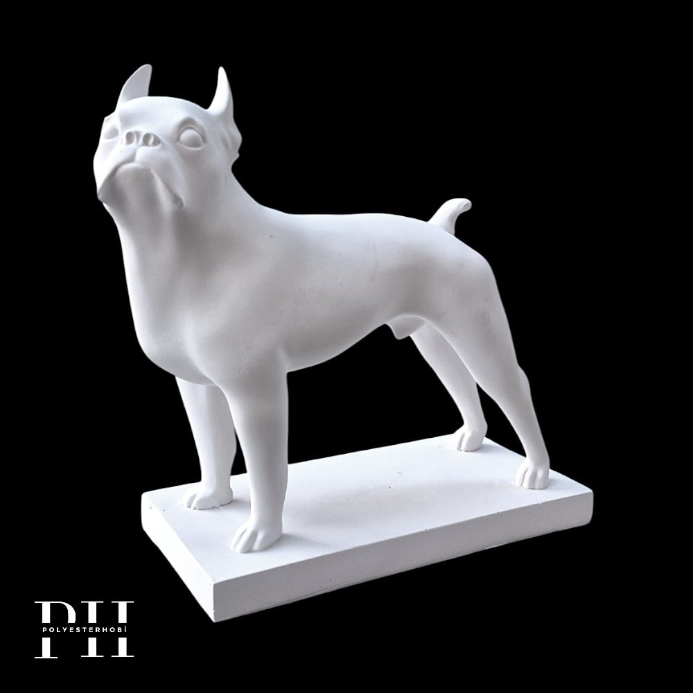 Ob 2616 - Bulldog Modern Tarz Köpek Heykel Ham Polyester Dekoratif Büst