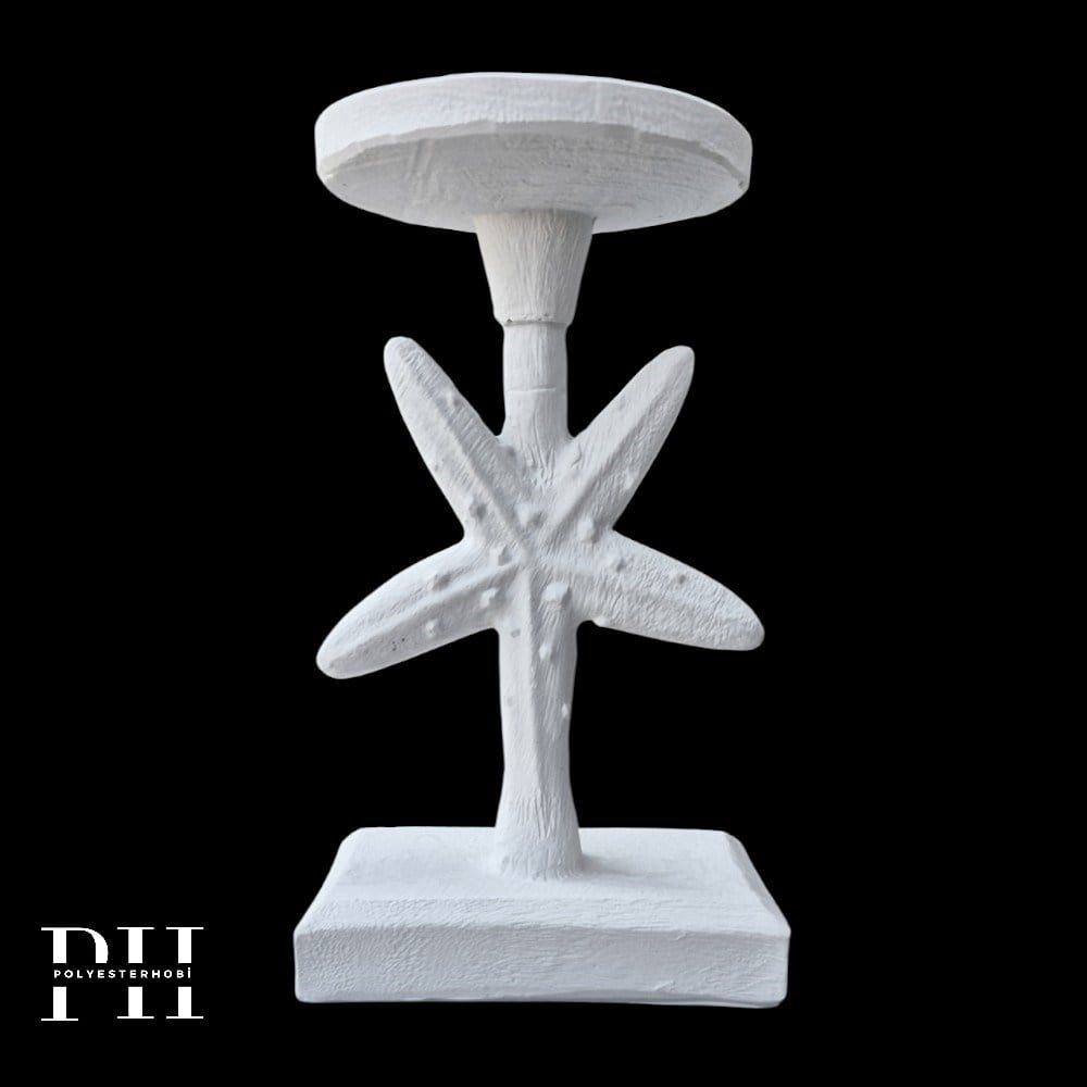 Ob 2684 - Deniz Yıldızı Marin Temalı Şamdan Ham Polyester Ev , Bahçe Dekoratif Obje