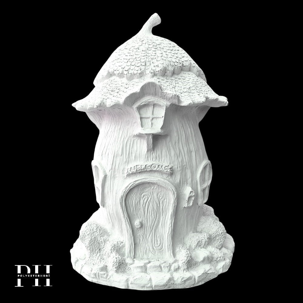 Ob 2689 - Sevimli  Hobbit Evi Biblo Ham Polyester Ev , Bahçe Dekoratif Obje
