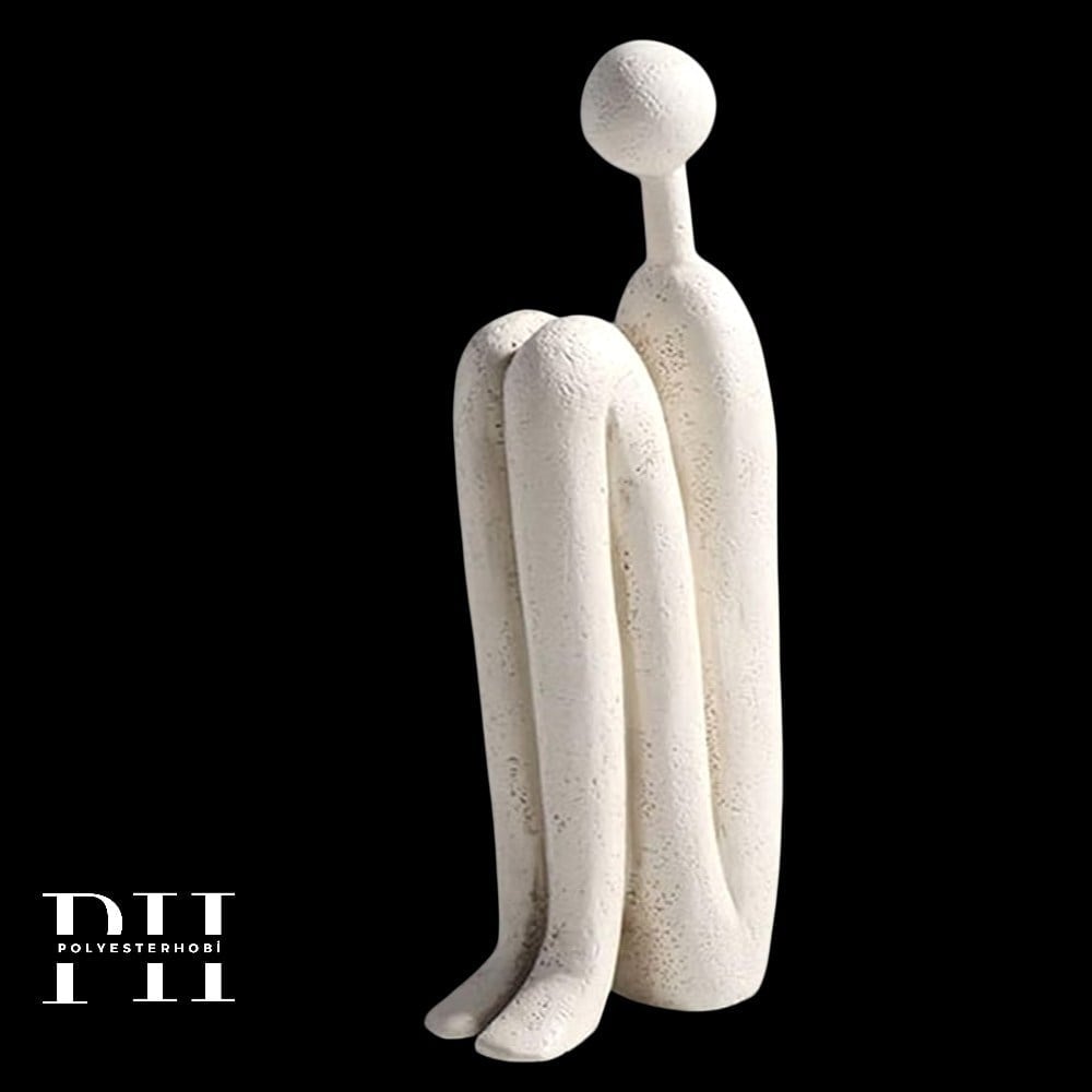 Ob 2693 - Soyut Kibrit Çöpü Adam Heykel  Ham Polyester Ev Dekor Obje