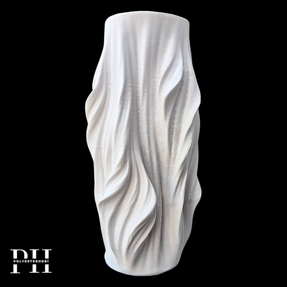 OB 2701 - Ağaç Desenli Saksı Büyük Boy Ham Polyester Dekoratif Obje (29 x 12 cm)