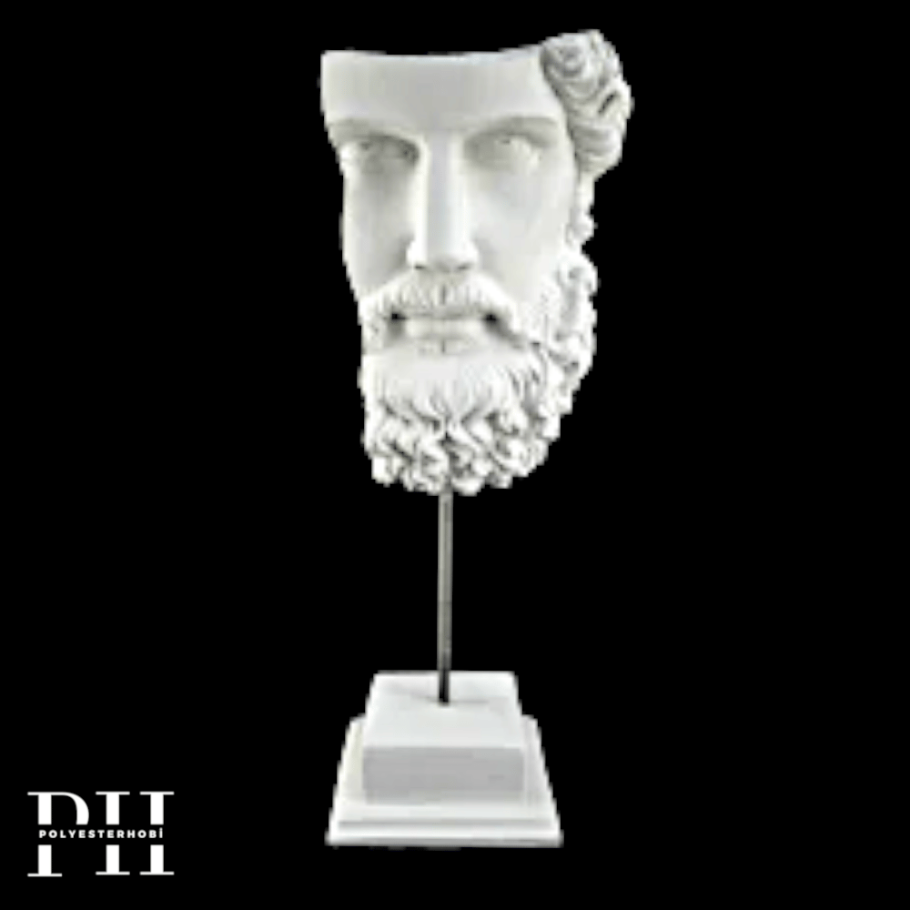 Ob 2705 - Poseidon Mitolojik Dekoratif Büst Kaideli Heykel Ham Polyester Ev  Dekor Obje