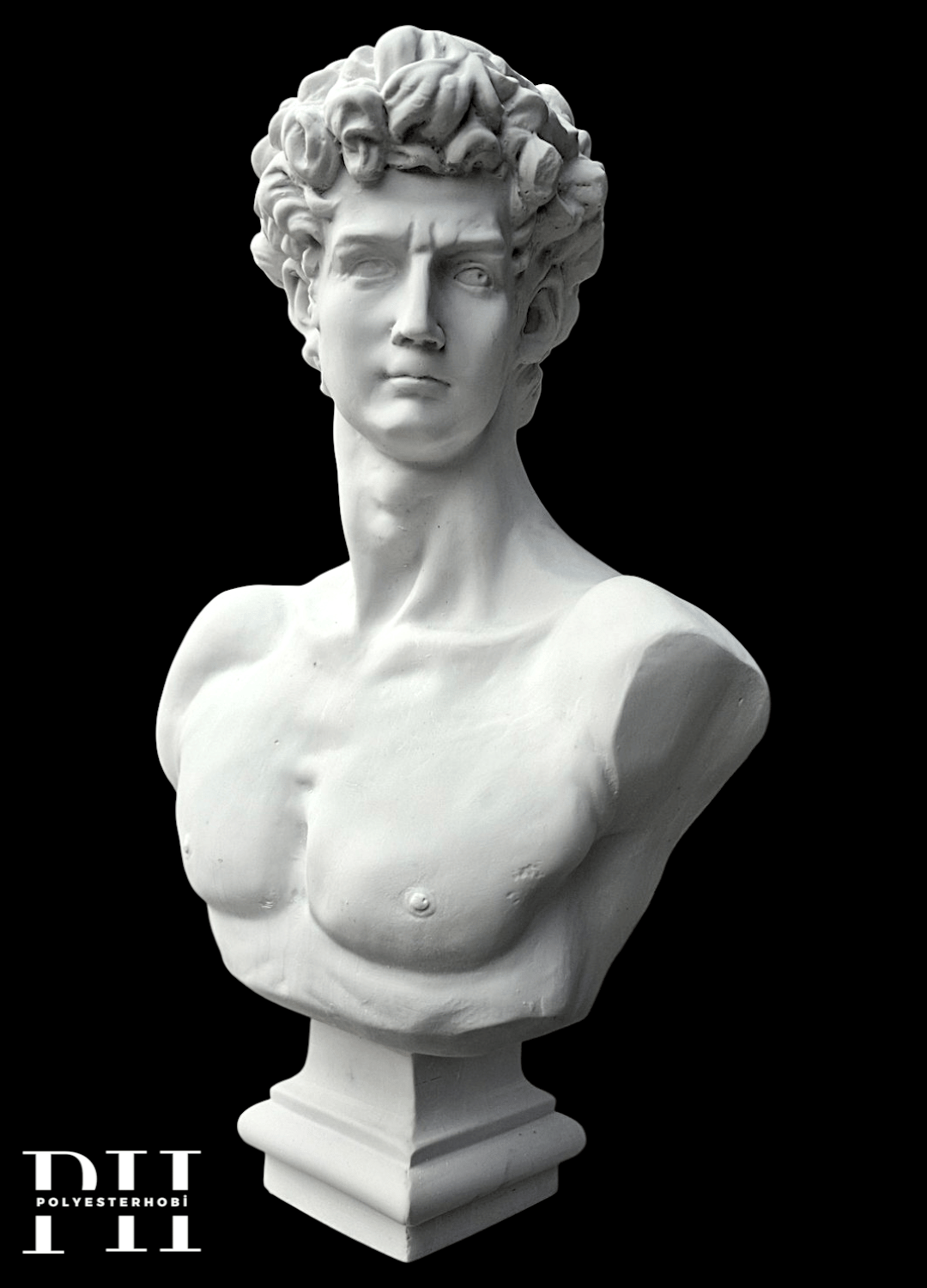 OB 2707 - Dev David Büst Mitolojik Heykel Ham Polyester Obje (58 x 35 cm)